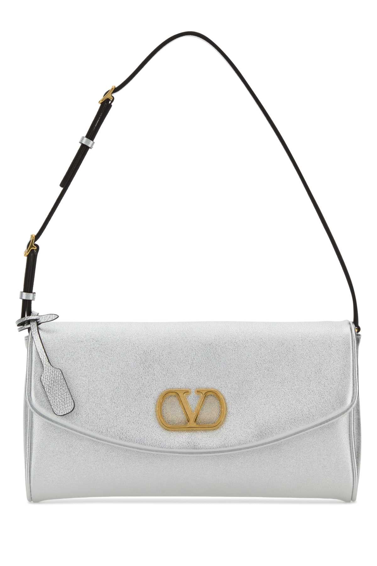 Valentino Garavani Women Silver Nappa Leather Devain Shoulder Bag VALENTINO GARAVANI