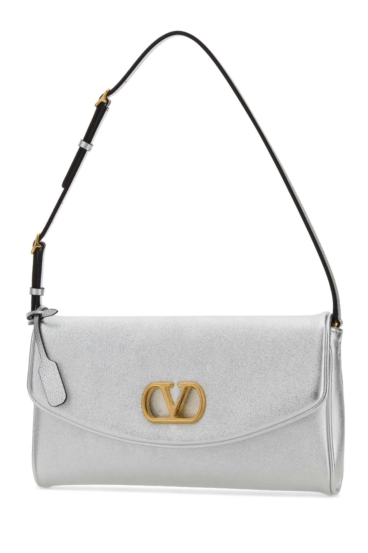 Valentino Garavani Women Silver Nappa Leather Devain Shoulder Bag VALENTINO GARAVANI