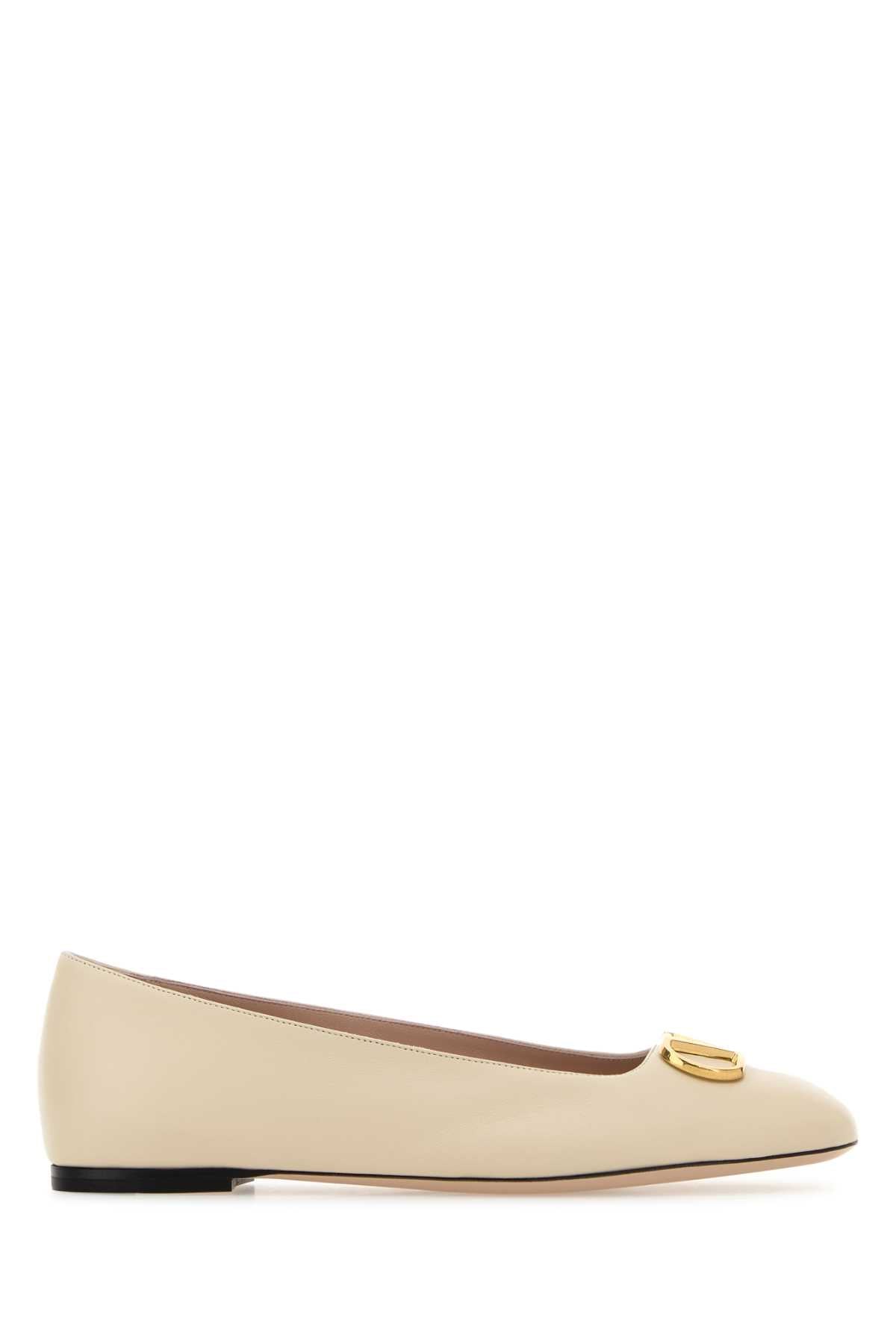 Valentino Garavani Women Ivory Leather Vlogo Signature Ballerinas VALENTINO GARAVANI