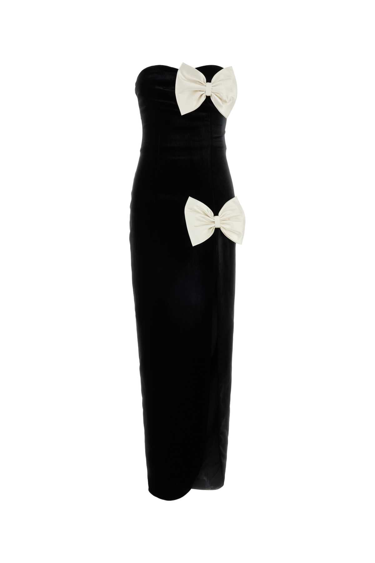 Alessandra Rich Women Black Stretch Velvet Dress ALESSANDRA RICH