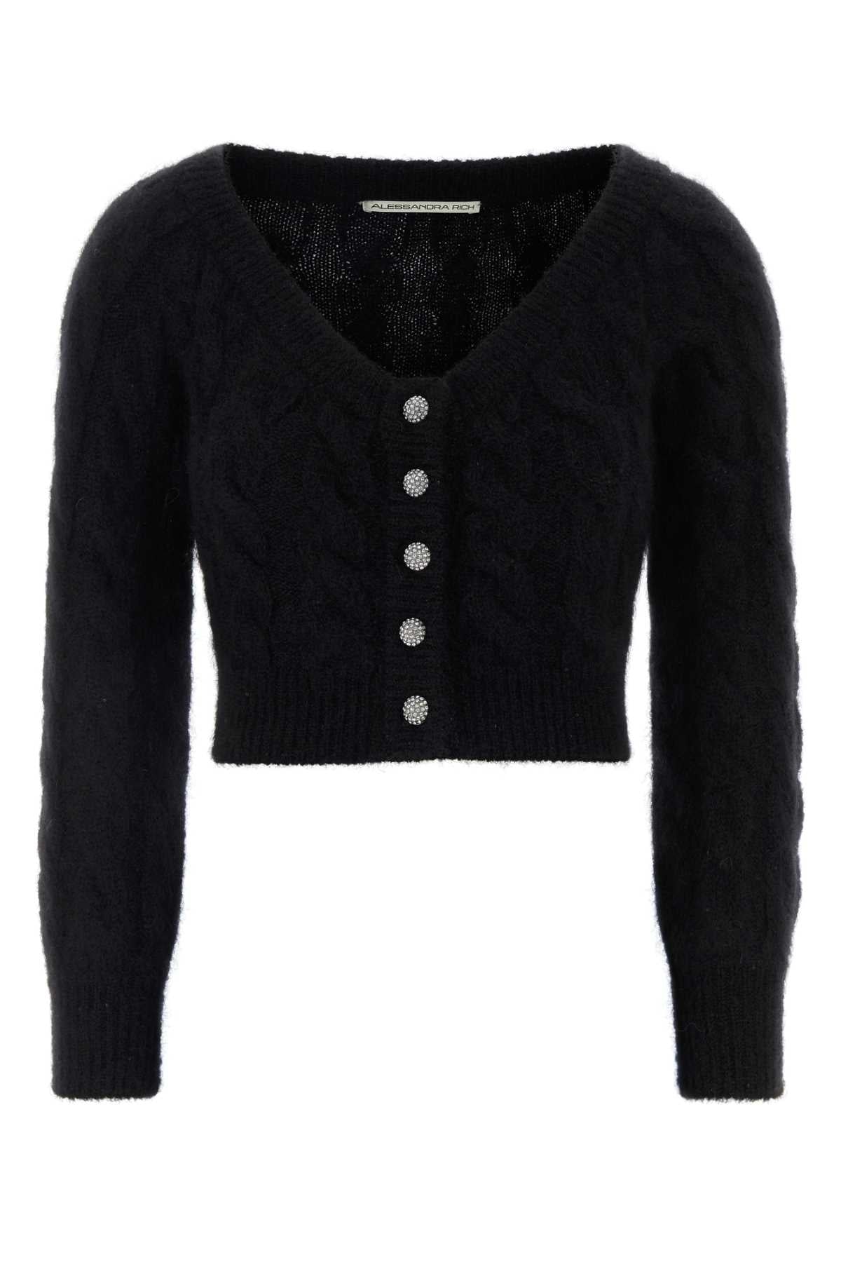 Alessandra Rich Women Black Stretch Mohair Blend Cardigan ALESSANDRA RICH