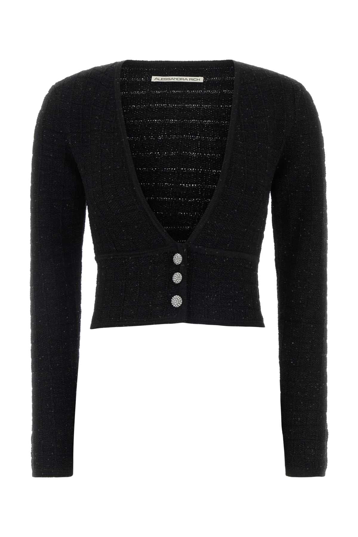 Alessandra Rich Women Black Boucle Cardigan ALESSANDRA RICH