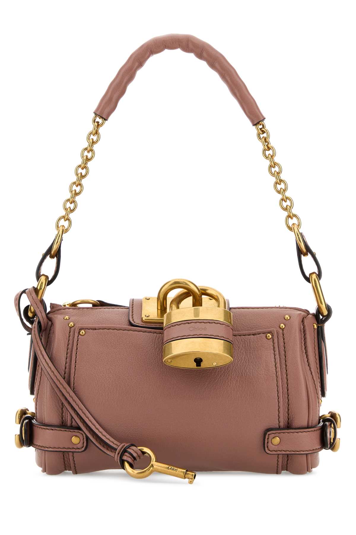 Chloe Women Antiqued Pink Leather Small Paddington Shoulder Bag CHLOE