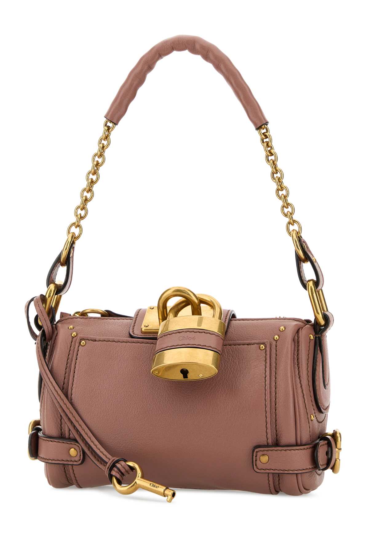 Chloe Women Antiqued Pink Leather Small Paddington Shoulder Bag CHLOE