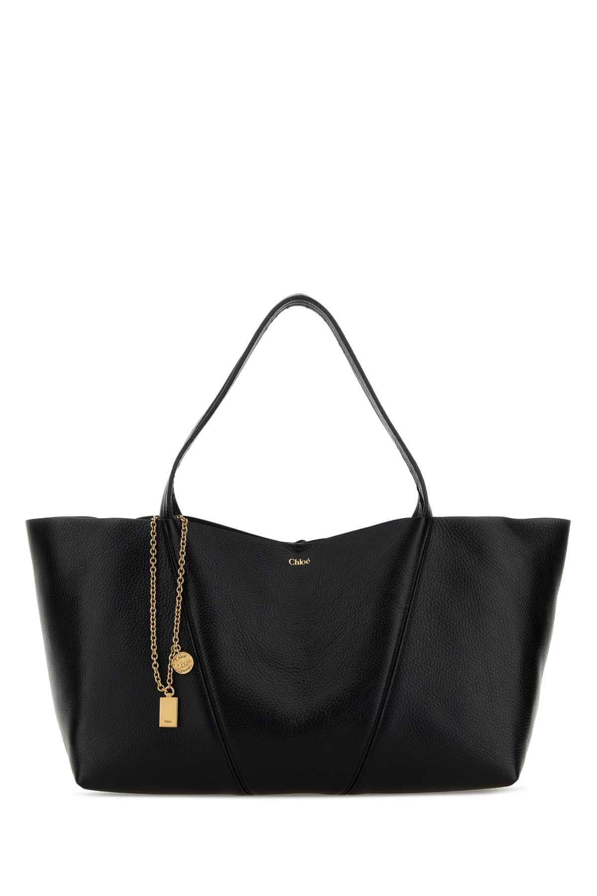 Chloe Women Black Leather East-West Chloe Spin Shopping Bag CHLOE