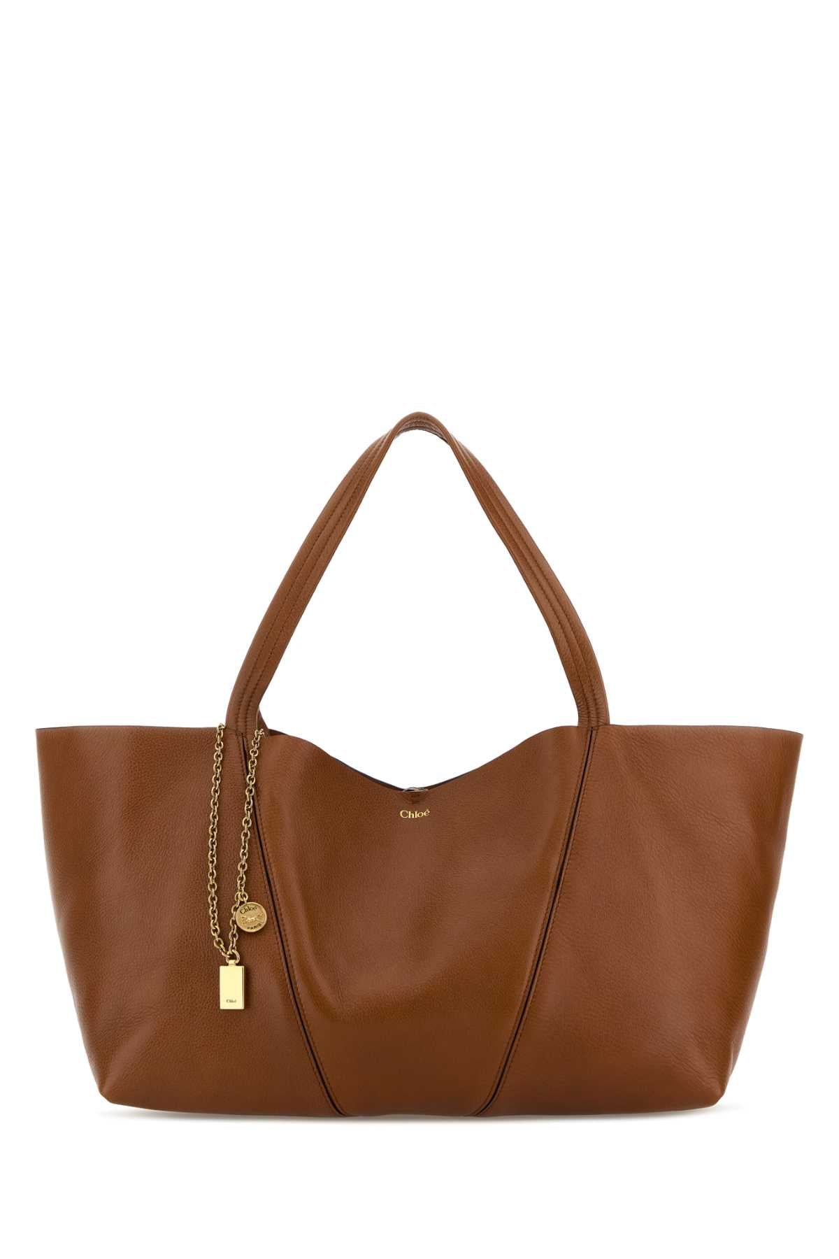 Chloe Women Caramel Leather East-West Chloe Spin Shopping Bag CHLOE