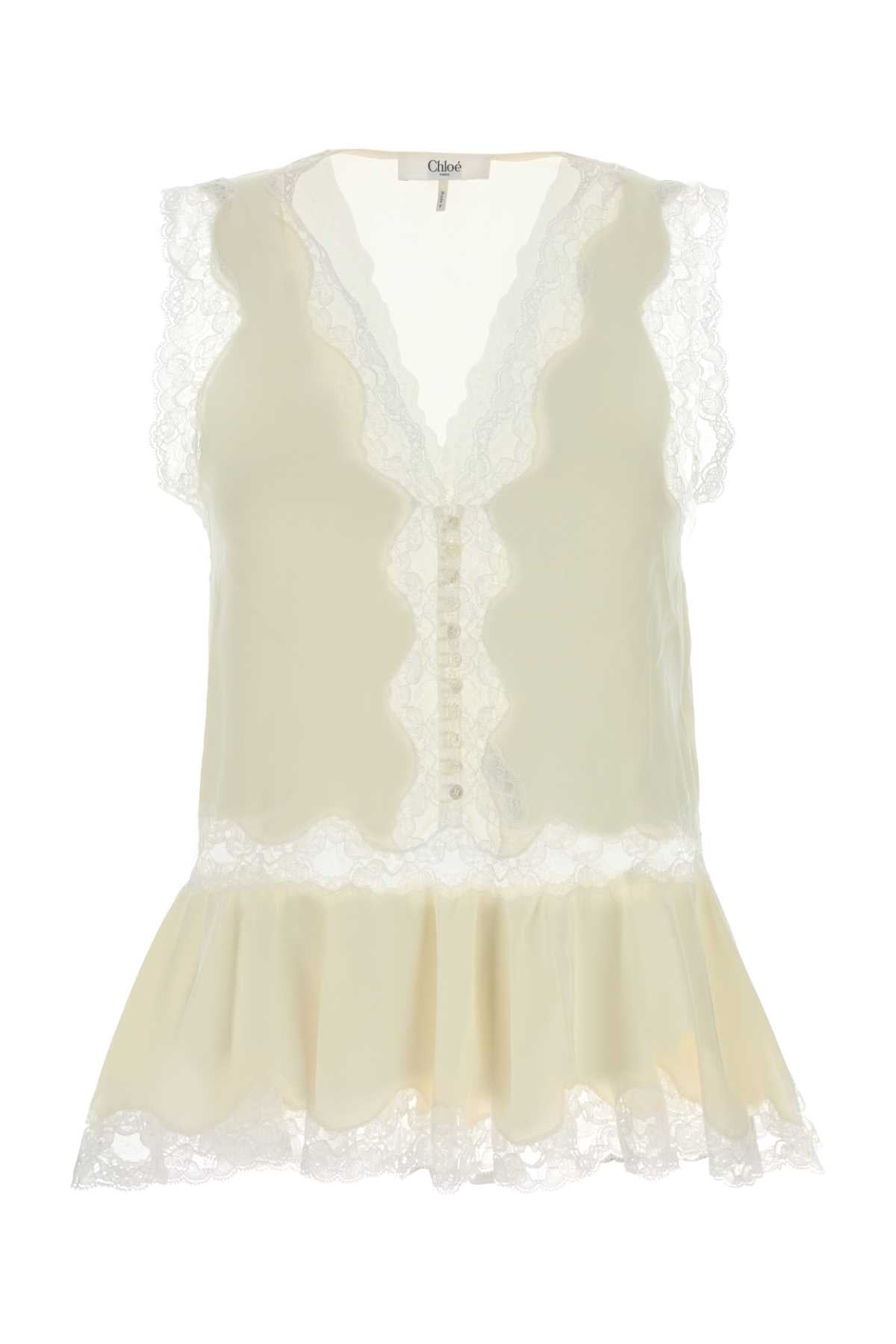 Chloe Women Ivory Crepe Top CHLOE
