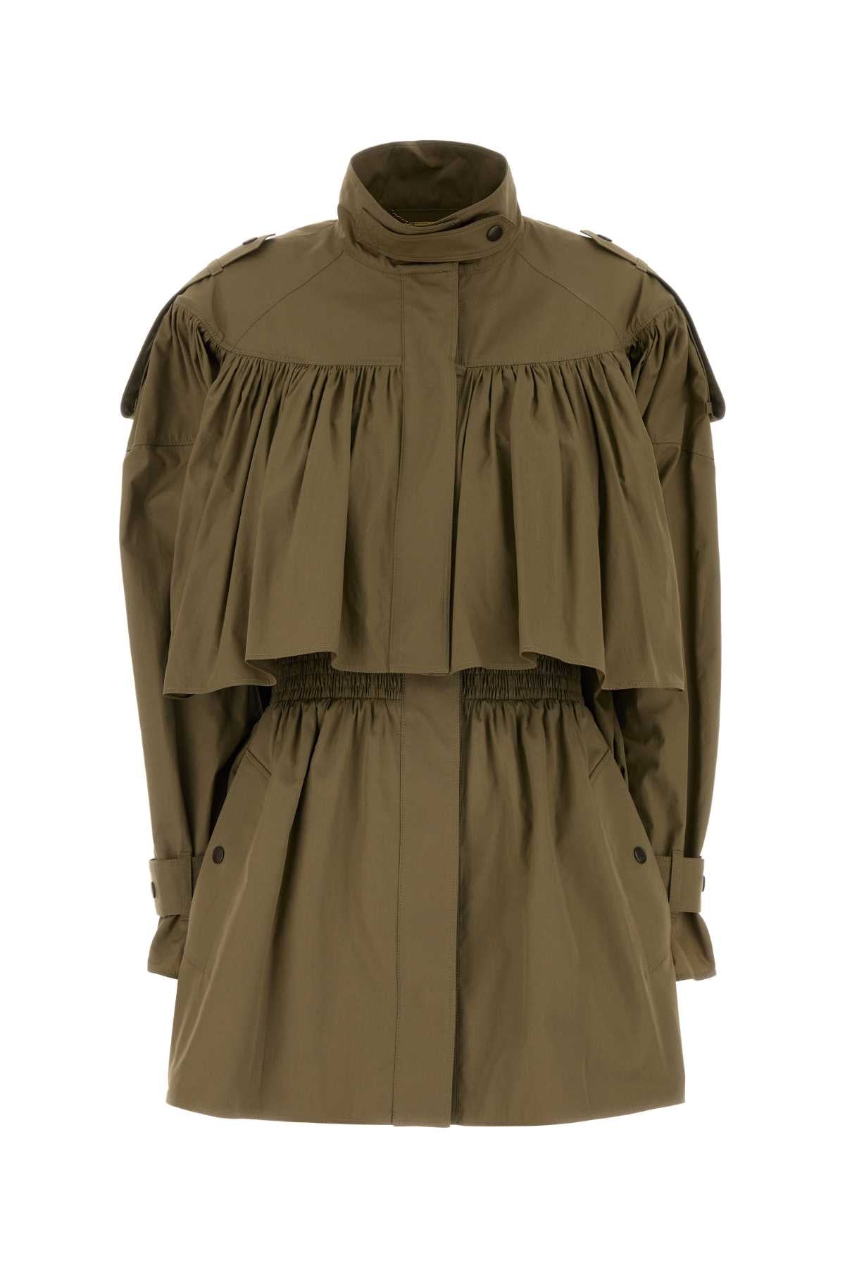 Chloe Women Olive Green Poplin Trench Coat CHLOE