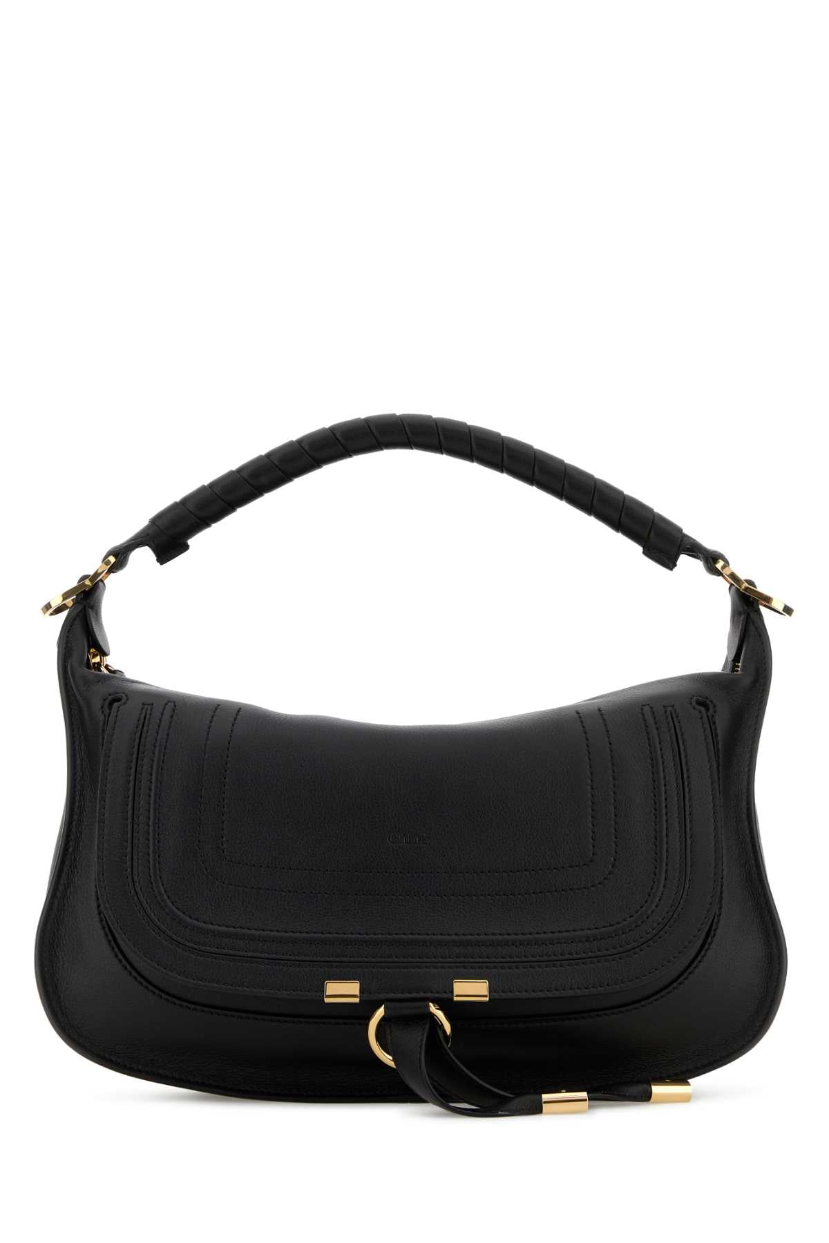 Chloe Women Black Leather Small Marcie Shoulder Bag CHLOE