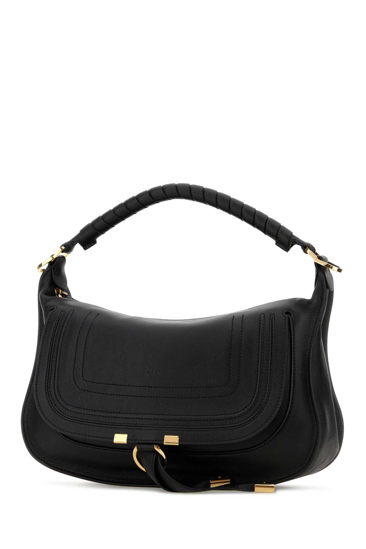 Chloe Women Black Leather Small Marcie Shoulder Bag CHLOE
