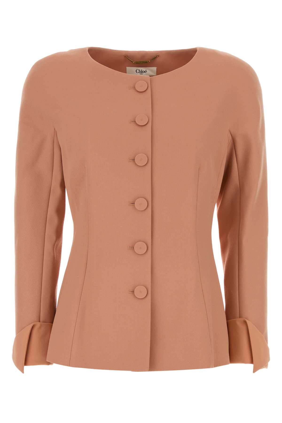 Chloe Women Antiqued Pink Wool Blazer CHLOE