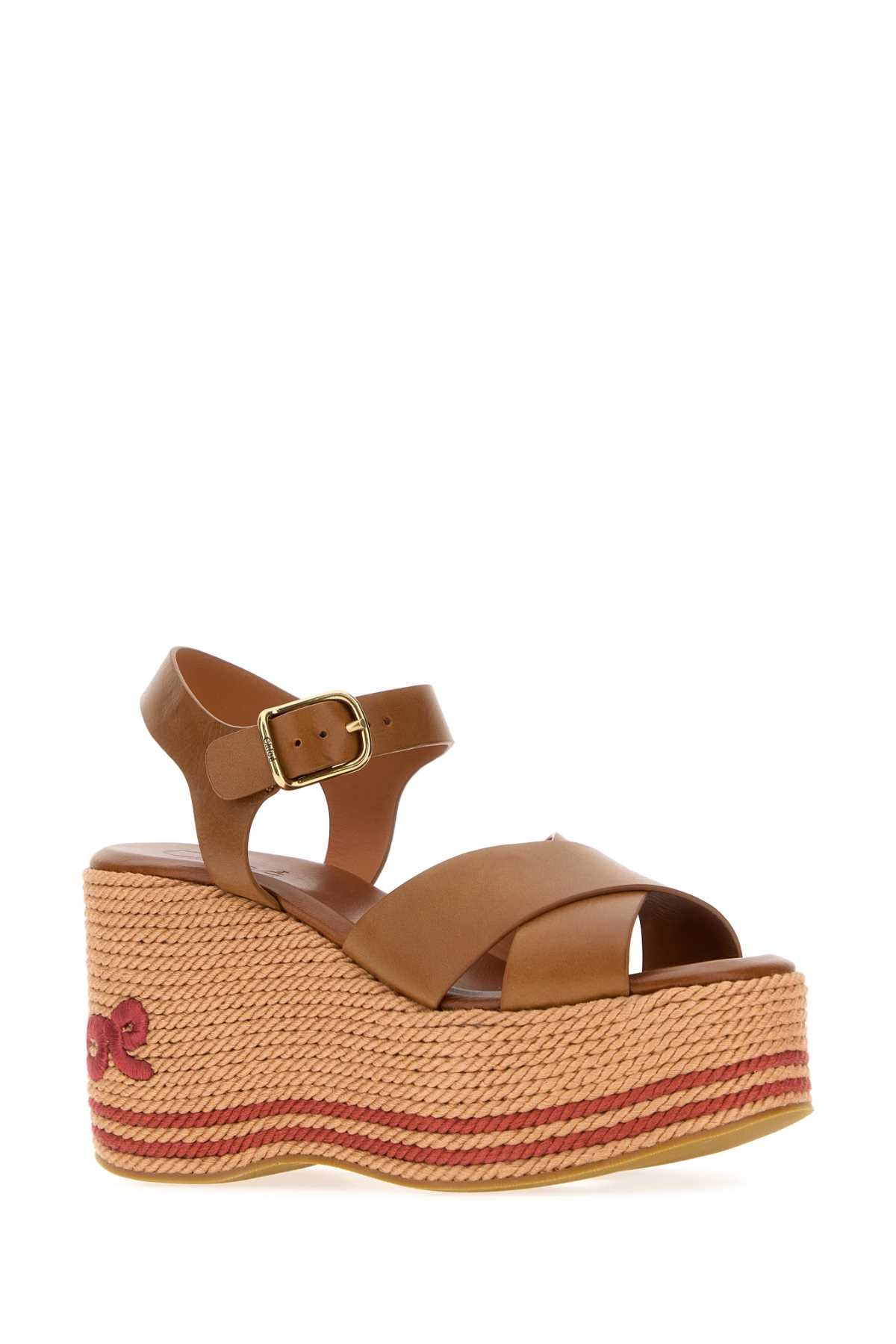 Chloe Women Camel Leather Chloã¨ Sand Wedge CHLOE