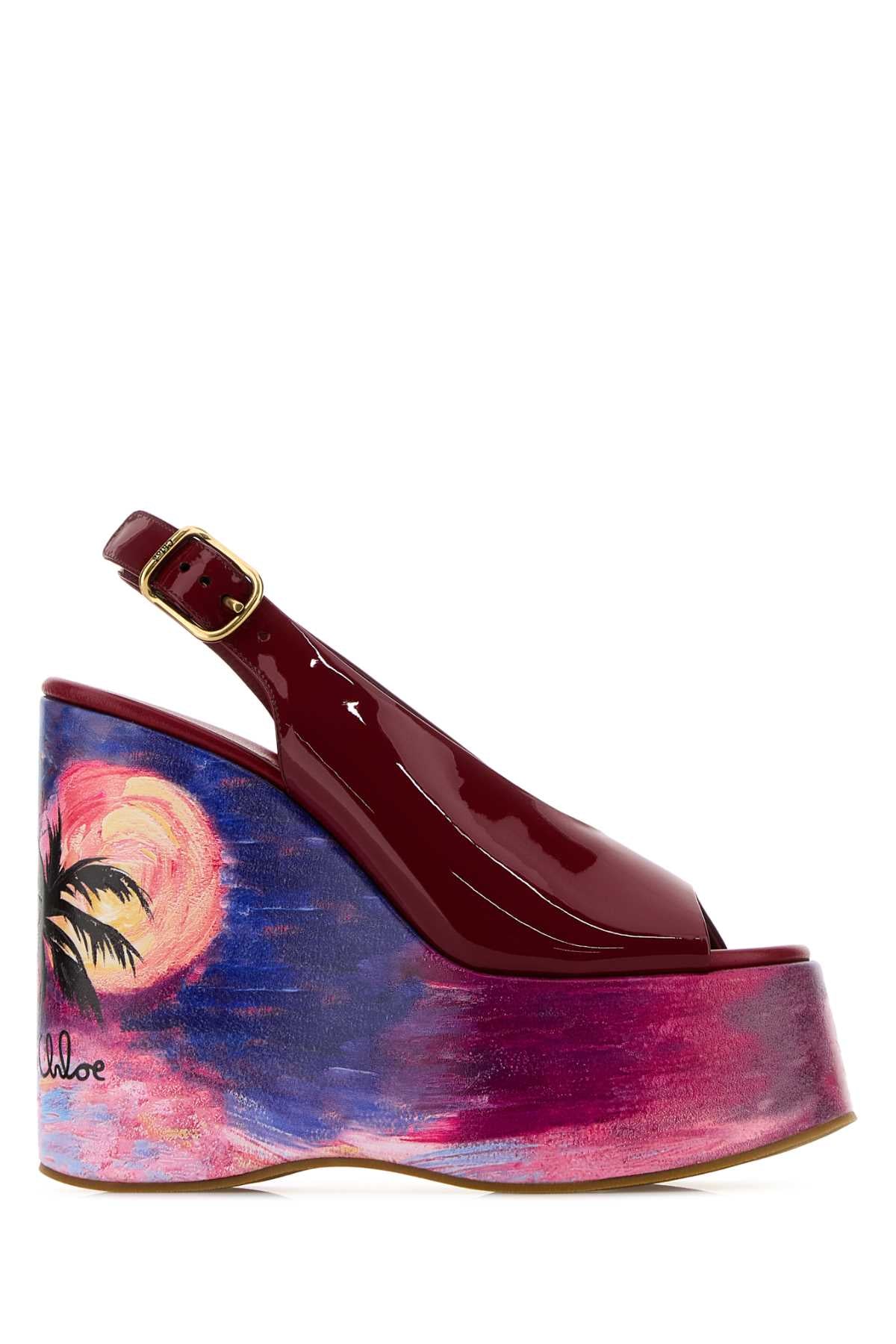 Chloe Women Tiziano Red Leather Maxime Wedges CHLOE