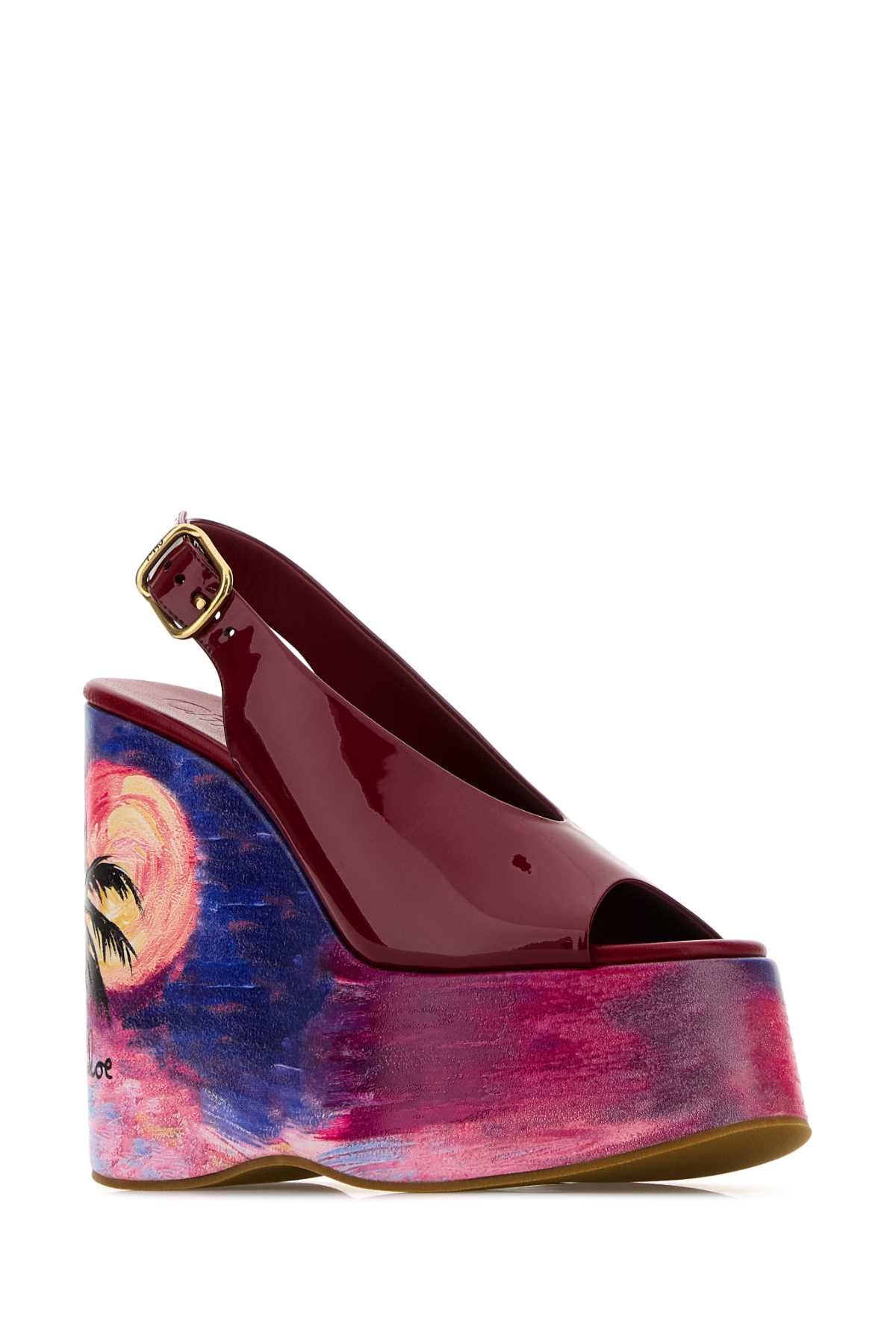 Chloe Women Tiziano Red Leather Maxime Wedges CHLOE