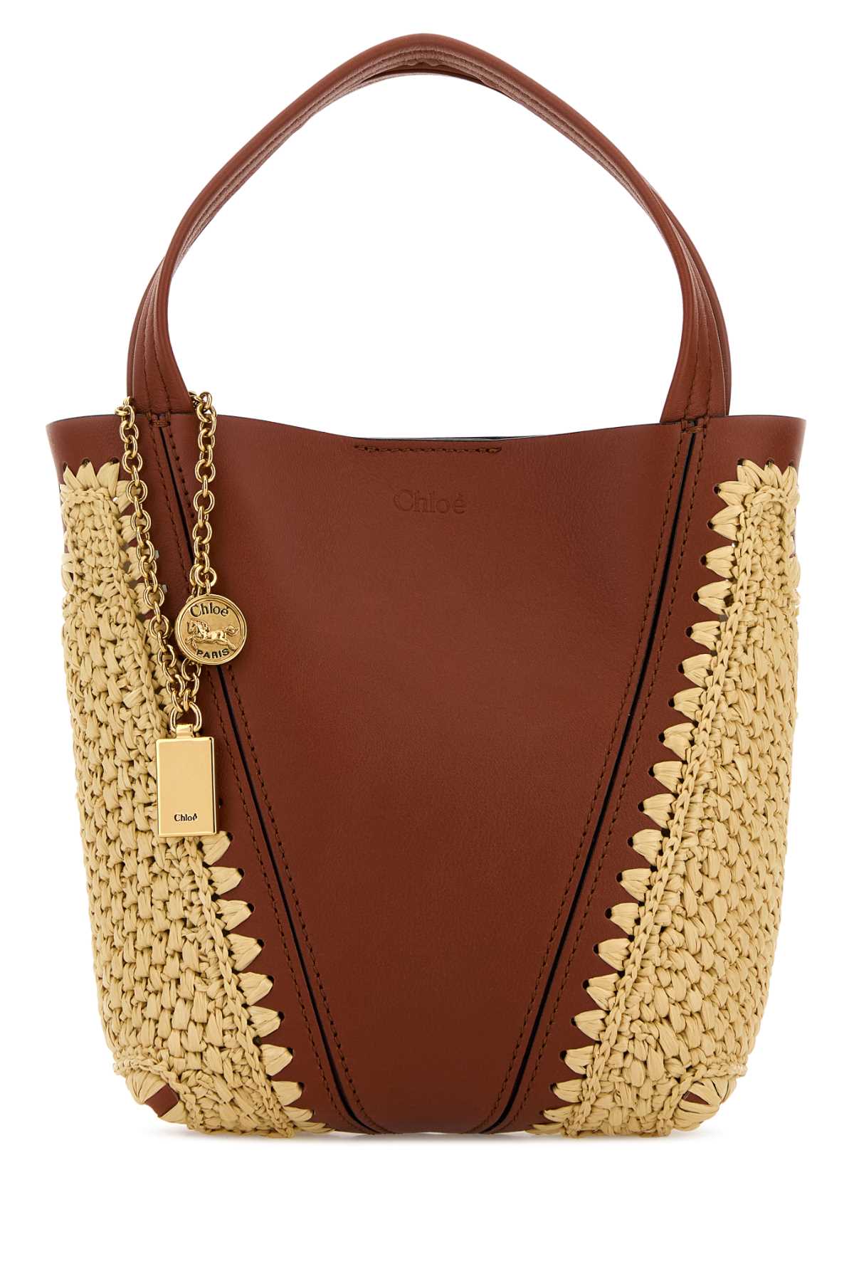 Chloe Women Two-Tone Leather And Raffia Bucket Bag CHLOE
