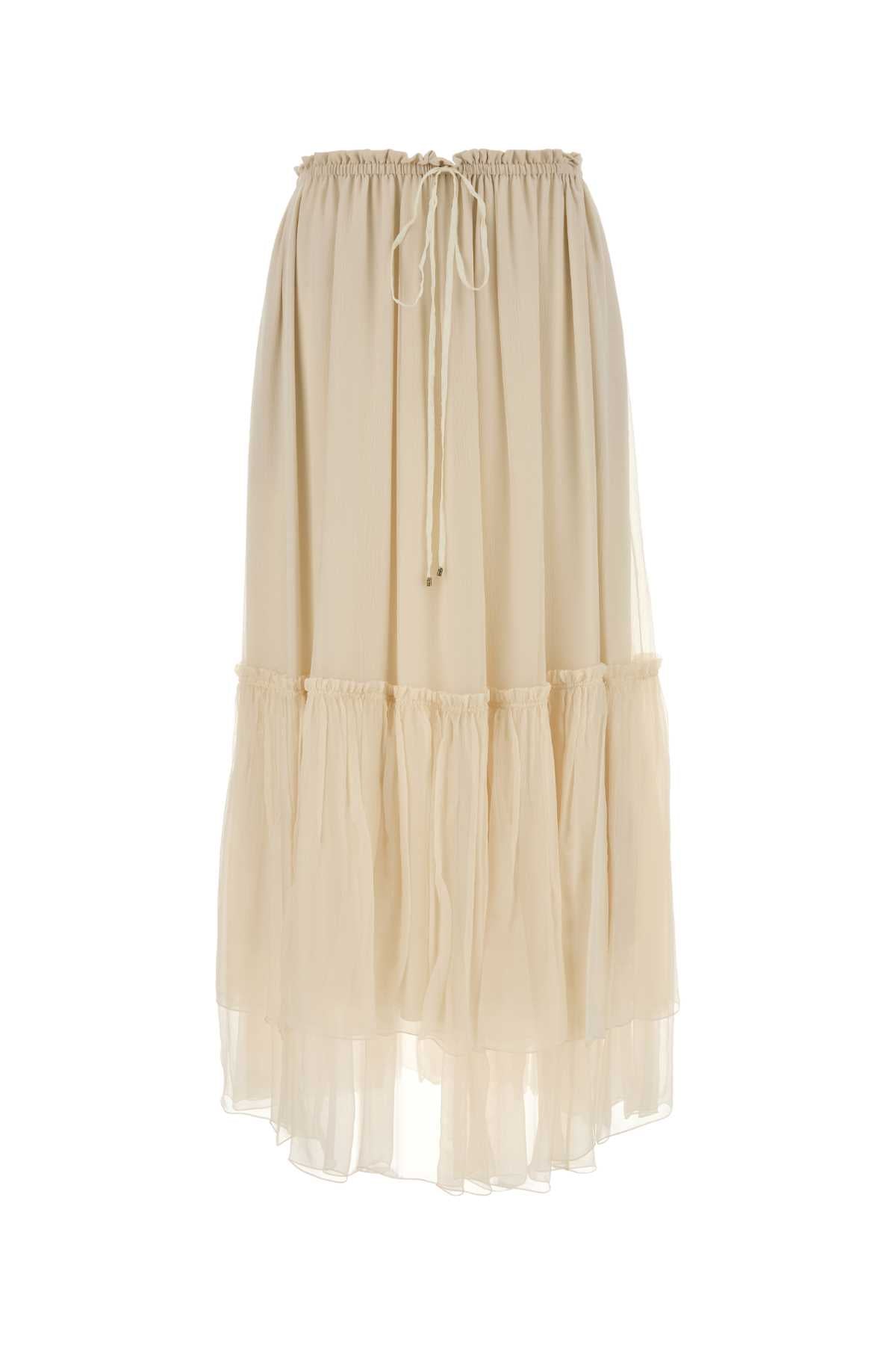 Chloe Women Cream Crepe Skirt CHLOE
