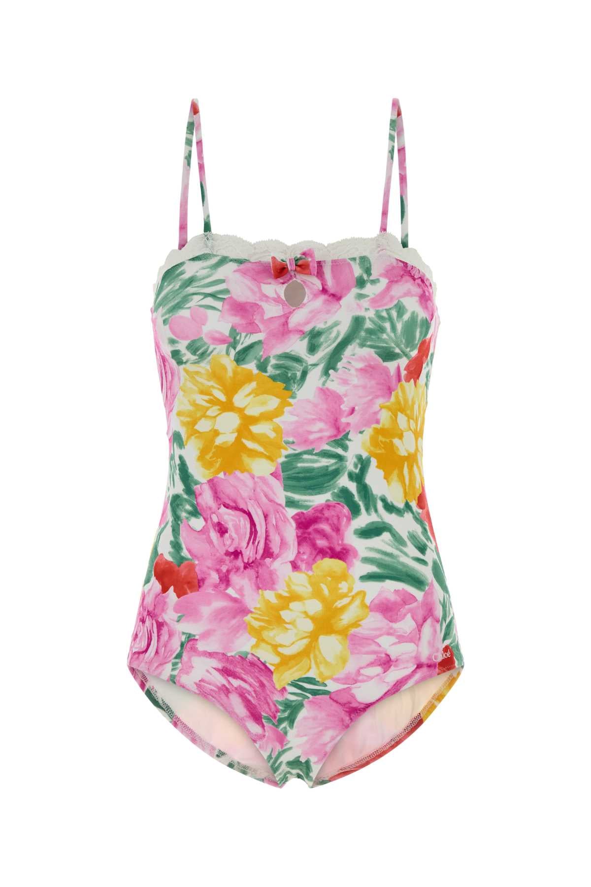 Chloe Women Printed Stretch Nylon Bodysuit CHLOE