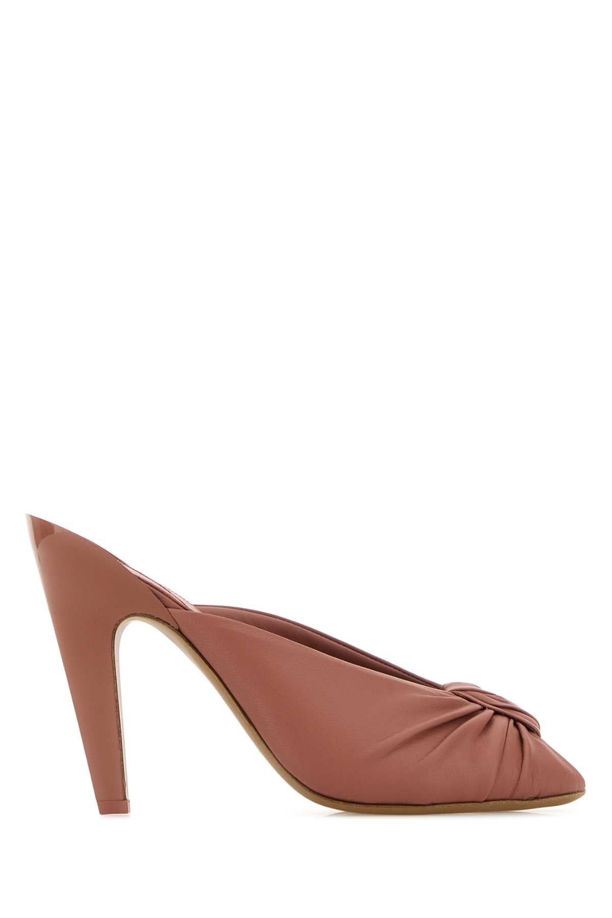 Chloe Women Dark Pink Leather Suzie Mules CHLOE