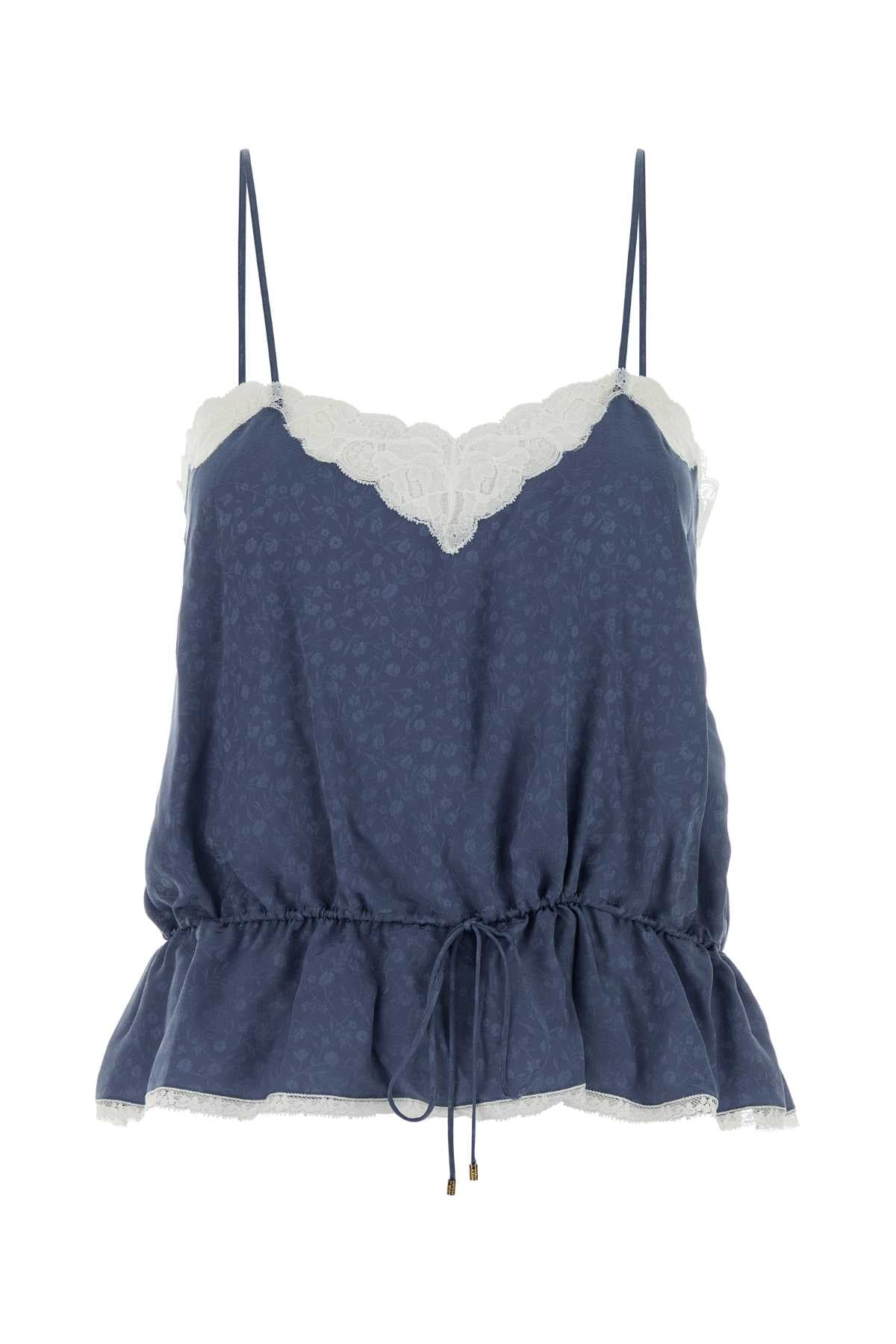 Chloe Women Air Force Blue Silk Top CHLOE
