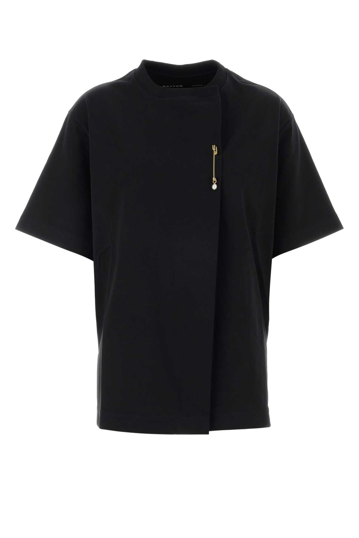 Carven Women Black Cotton Oversize T-Shirt CARVEN
