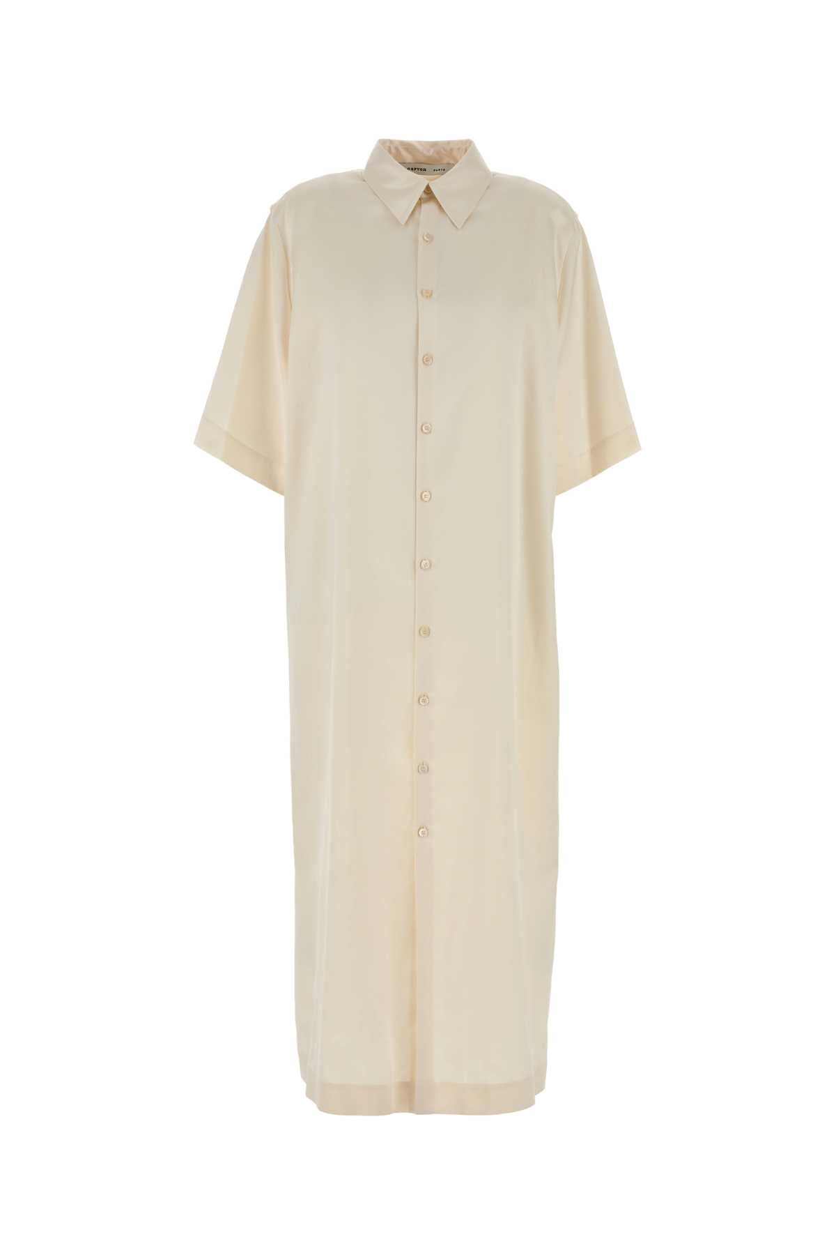 Carven Women Ivory Satin Shirt Dress CARVEN