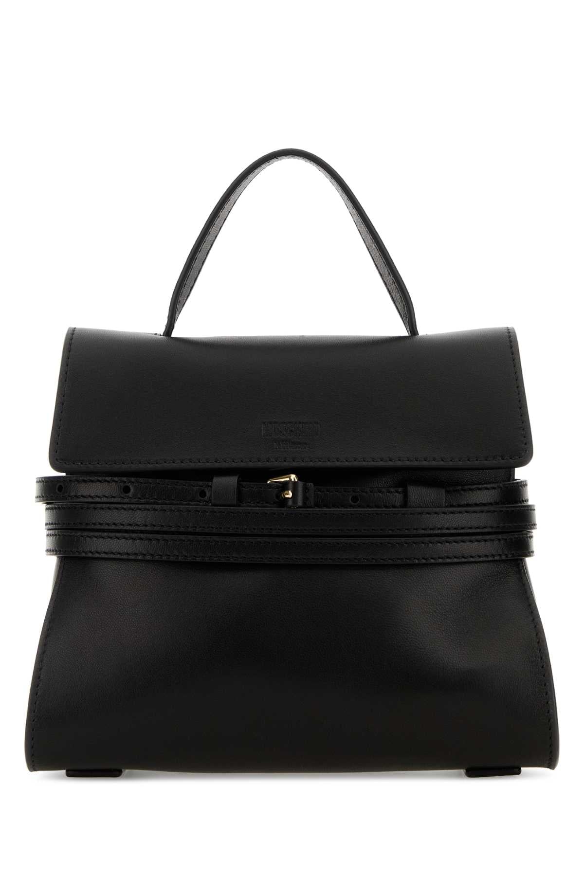 Moschino Women Black Nappa Leather Small Tie Me Handbag MOSCHINO