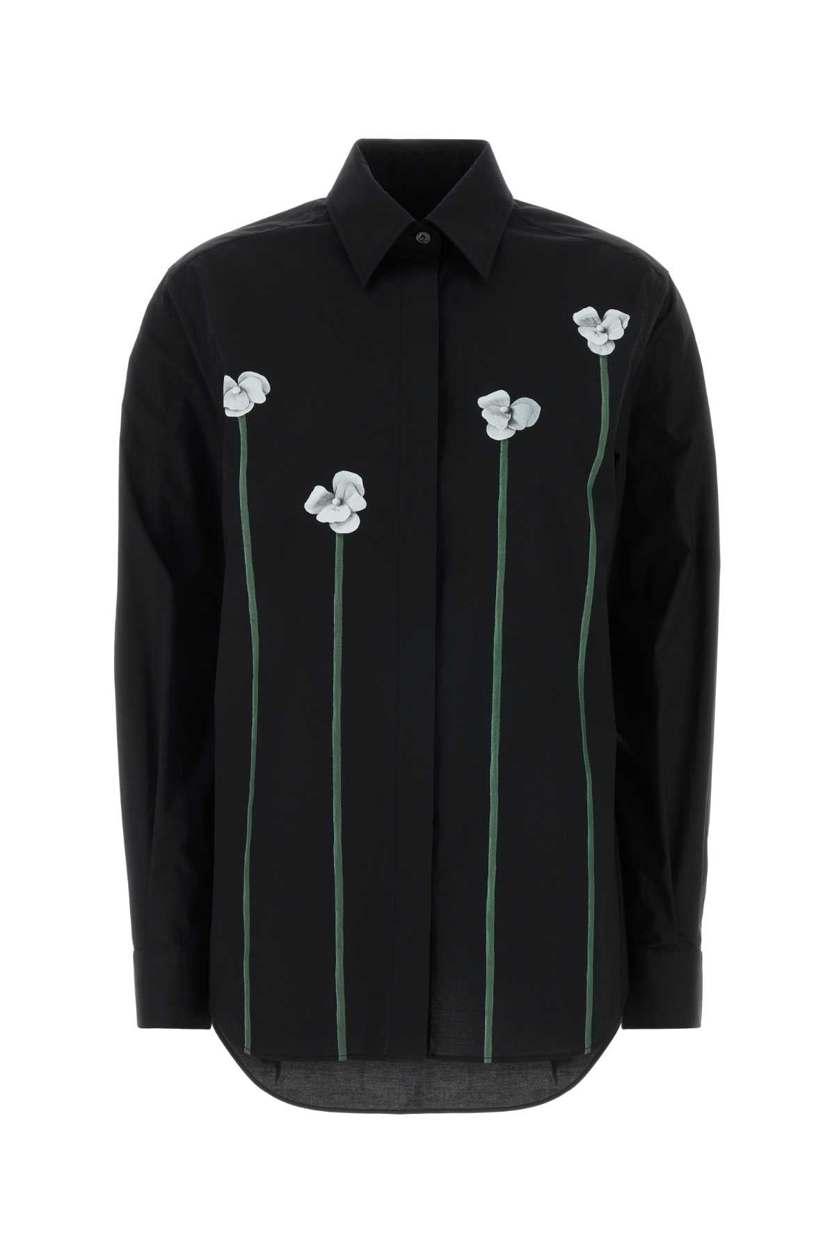 Moschino Women Black Stretch Poplin Shirt MOSCHINO