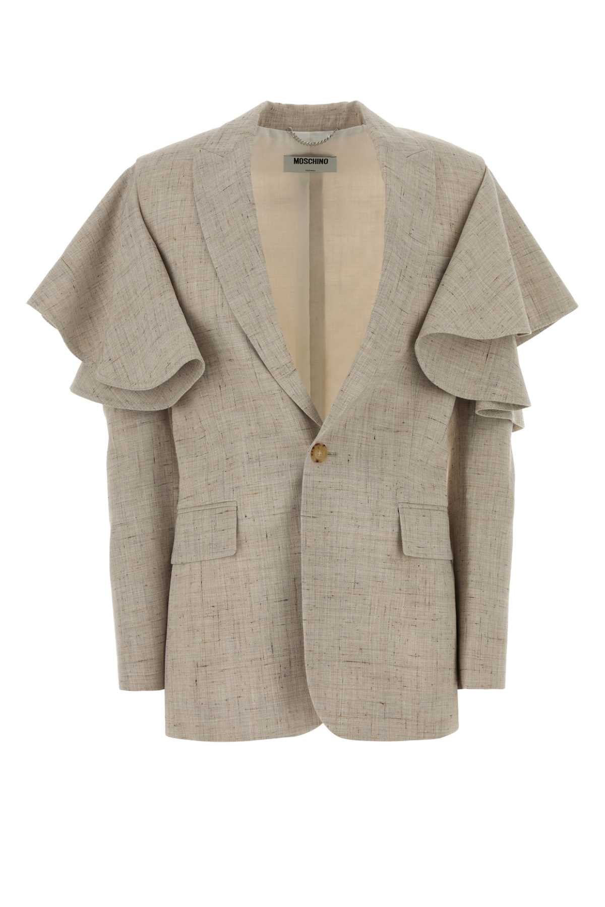 Moschino Women Melange Sand Jersey Blazer MOSCHINO