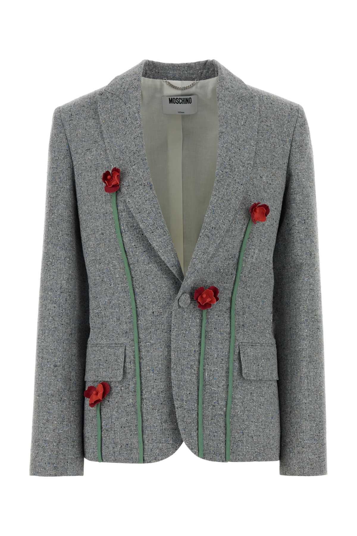 Moschino Women Melange Grey Silk Blend Blazer MOSCHINO