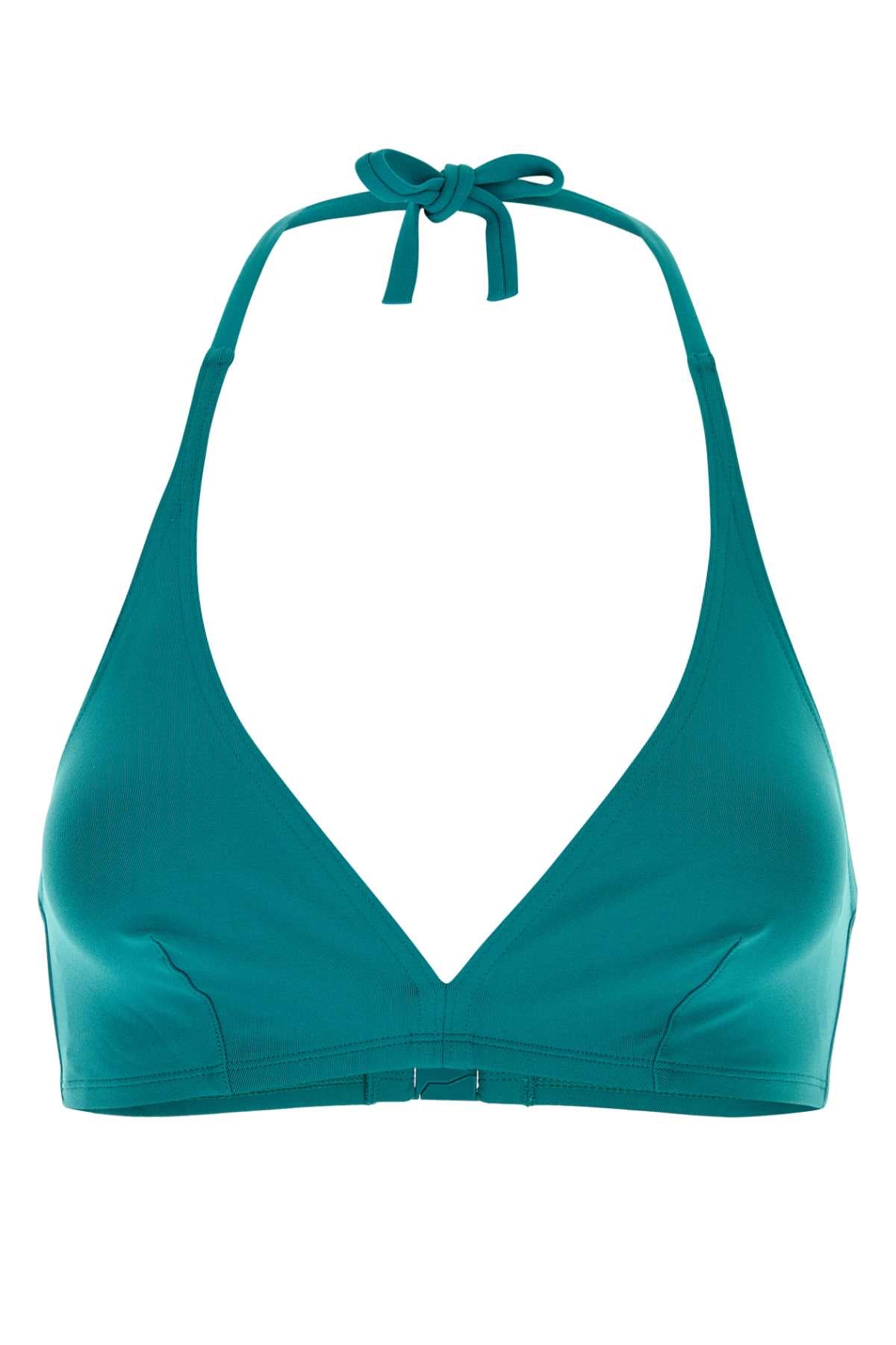 Eres Women Teal Green Stretch Nylon Gang Bikini Top ERES