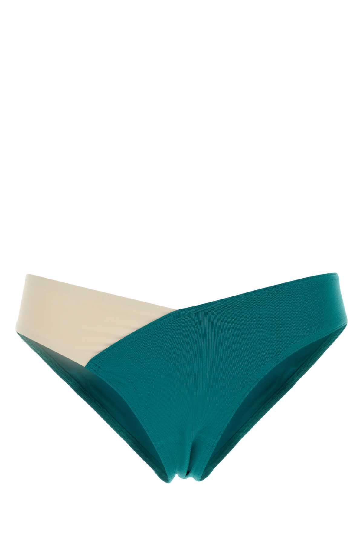 Eres Women Teal Green Stretch Nylon Dialogue Bikini Bottom ERES