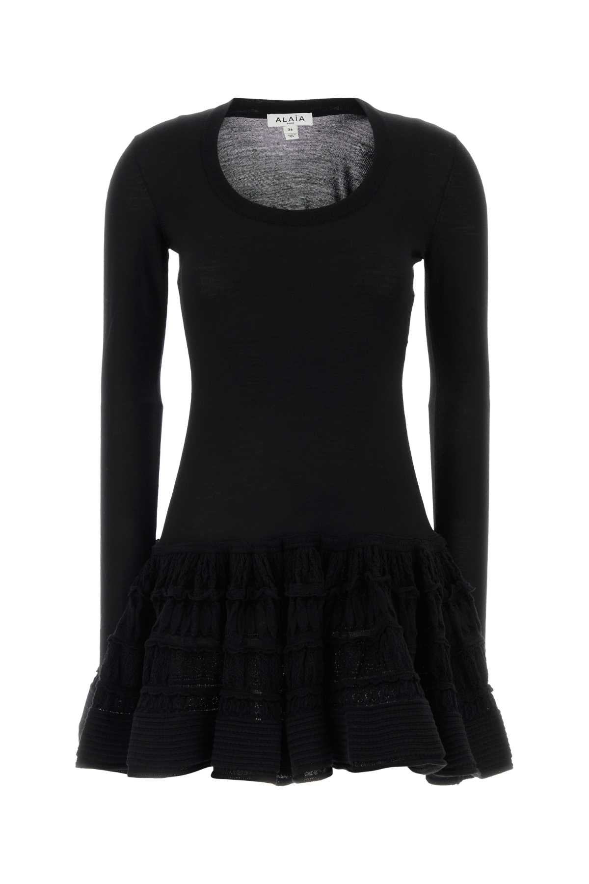 Alaia Women Black Stretch Wool Blend Mini Dress ALAIA
