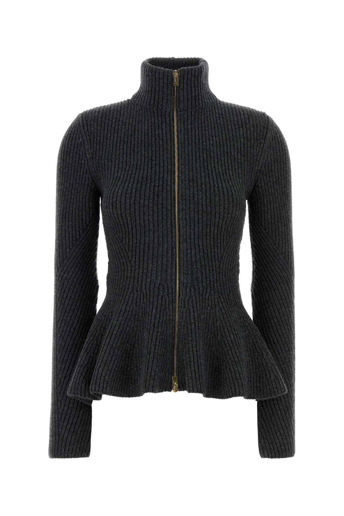 Alaia Women Dark Grey Wool Blend Cardigan ALAIA