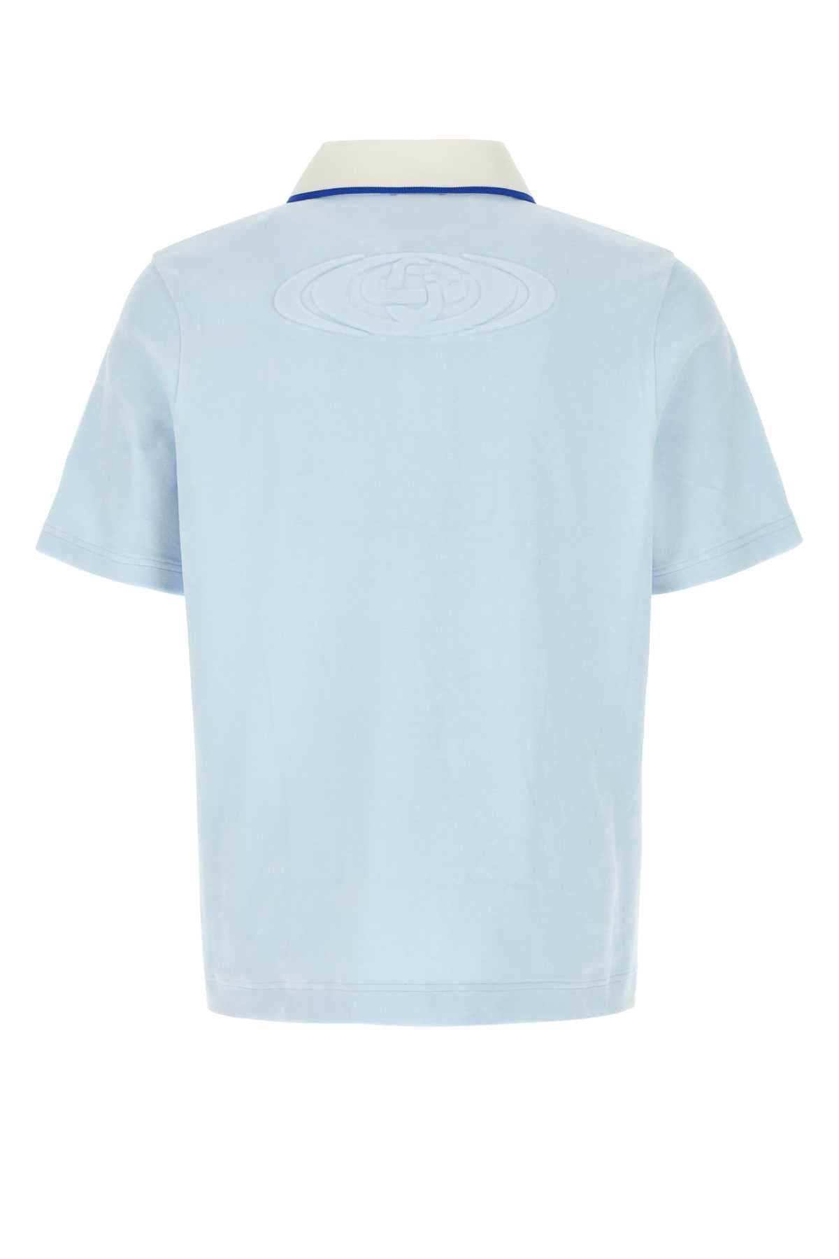 Casablanca Men Pastel Light Blue Velvet Polo Shirt CASABLANCA