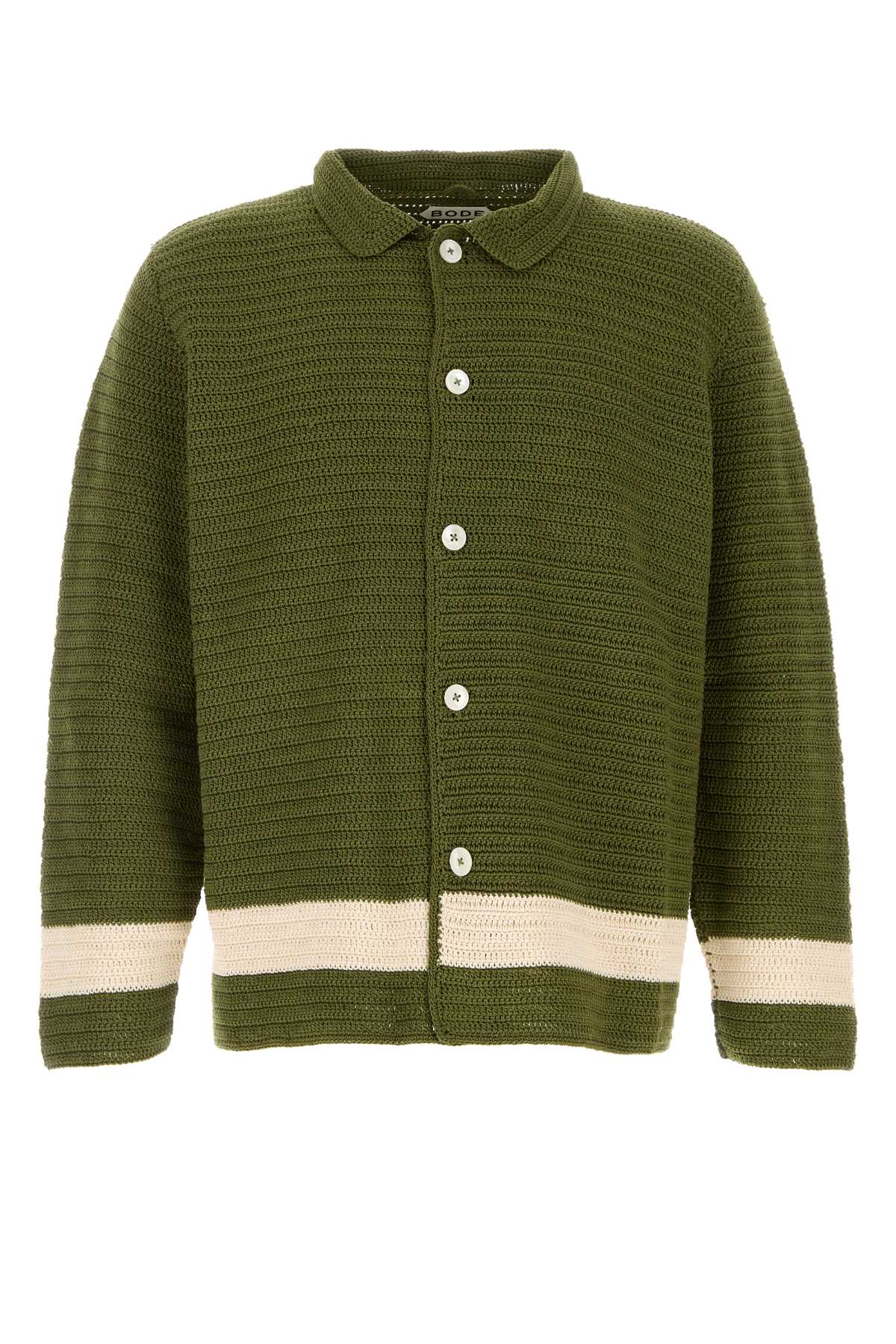 Bode Men Green Crochet Marsh Shirt BODE