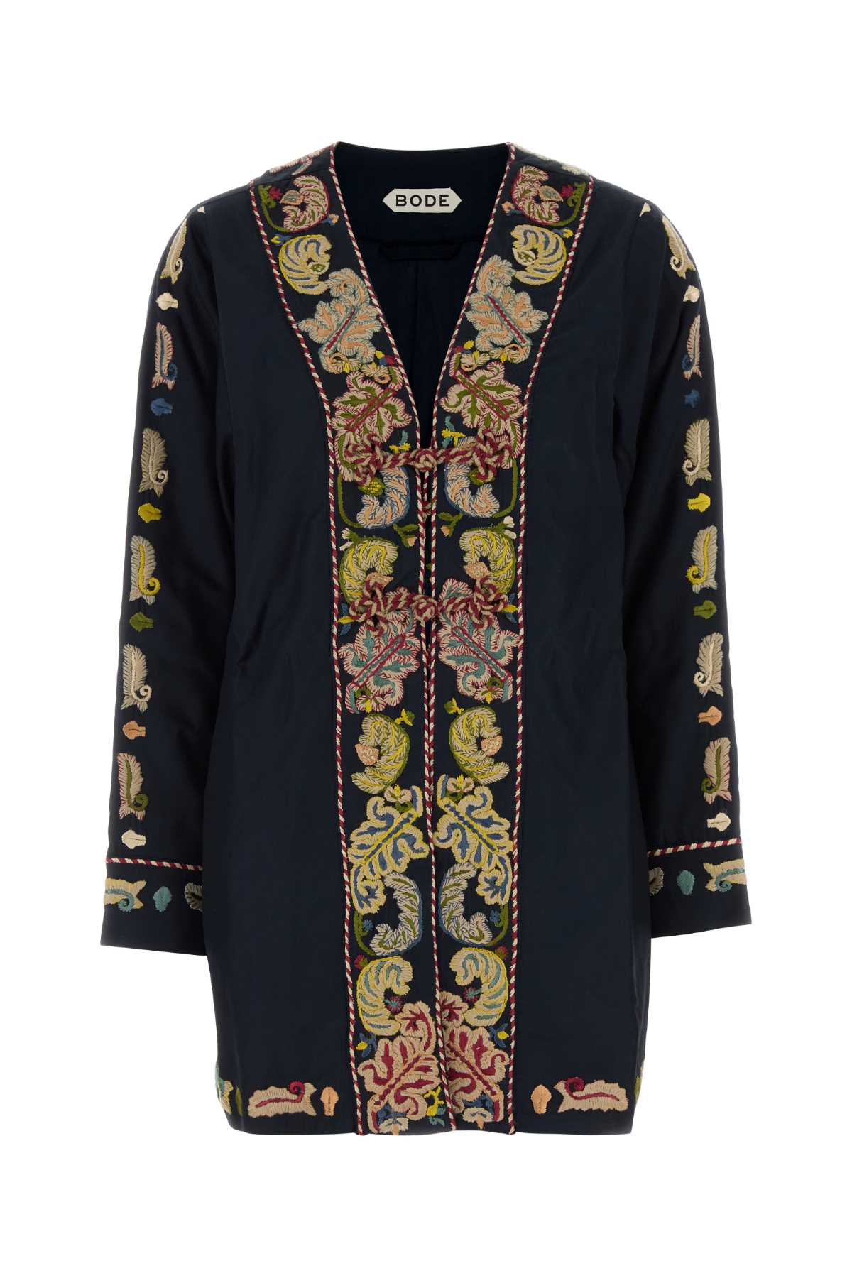 Bode Women Navy Blue Cotton And Viscose Feather Runner Jacket BODE