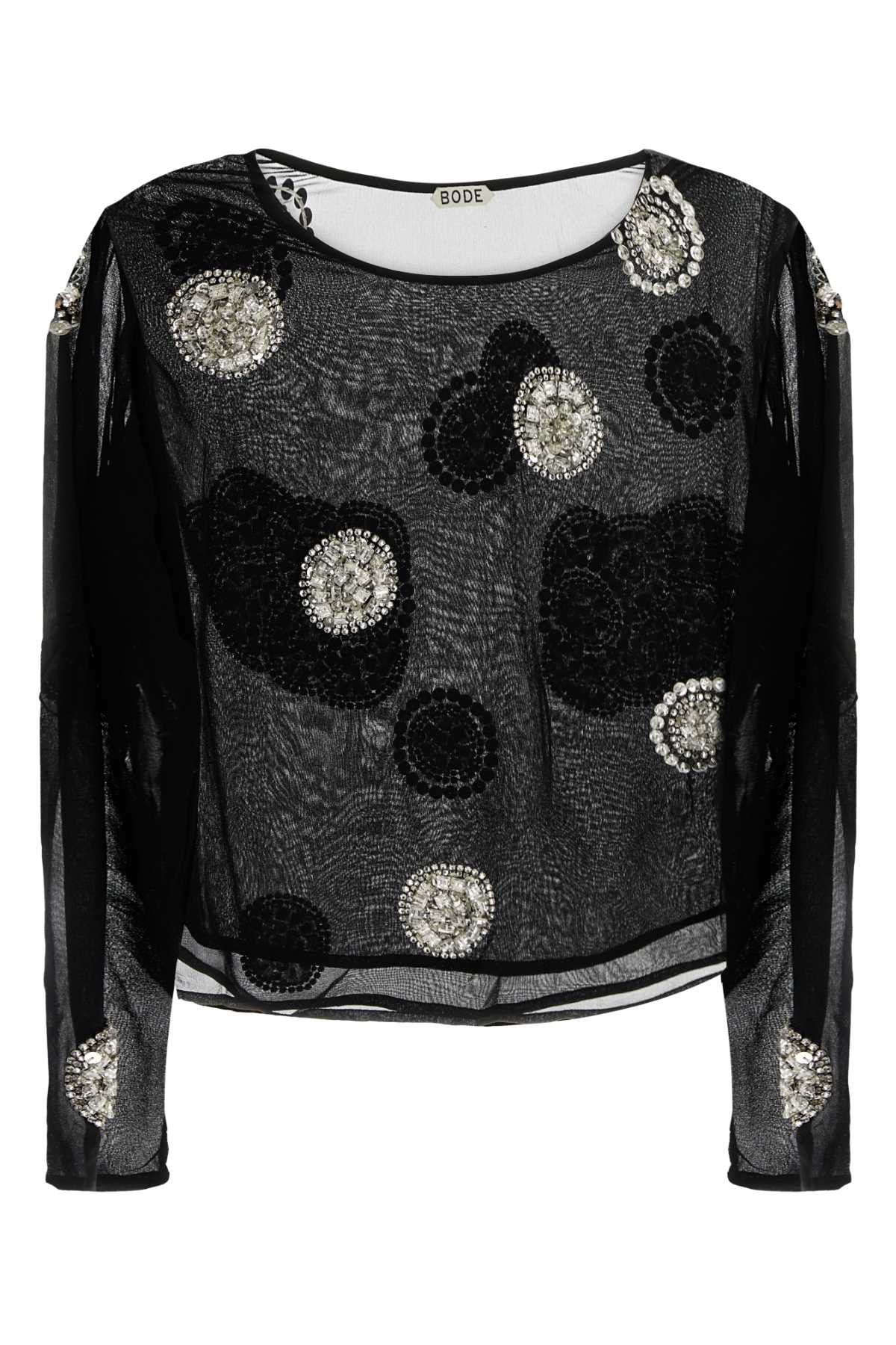 Bode Women Black Crepe Brooch Top BODE