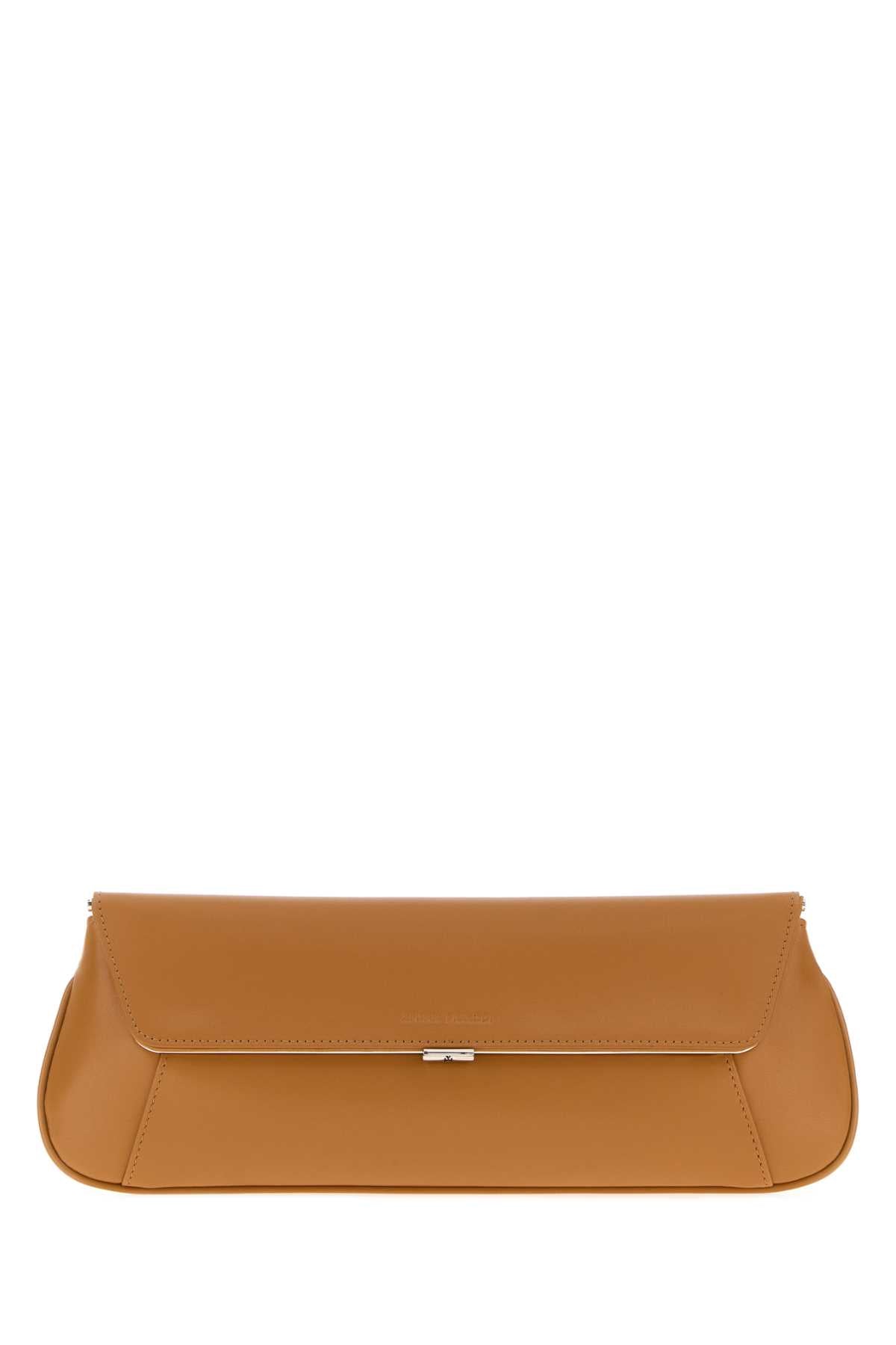 Amina Muaddi Women Camel Leather Ami Clutch AMINA MUADDI