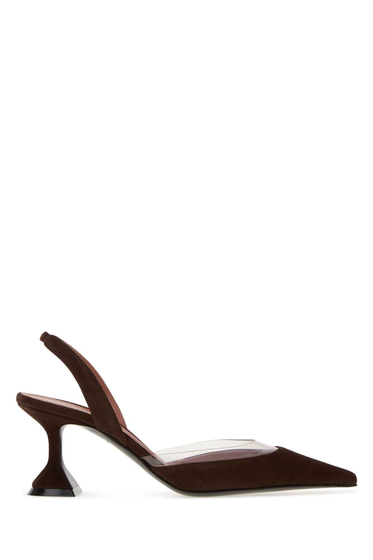 Amina Muaddi Women Brown Suede Lara Pumps AMINA MUADDI