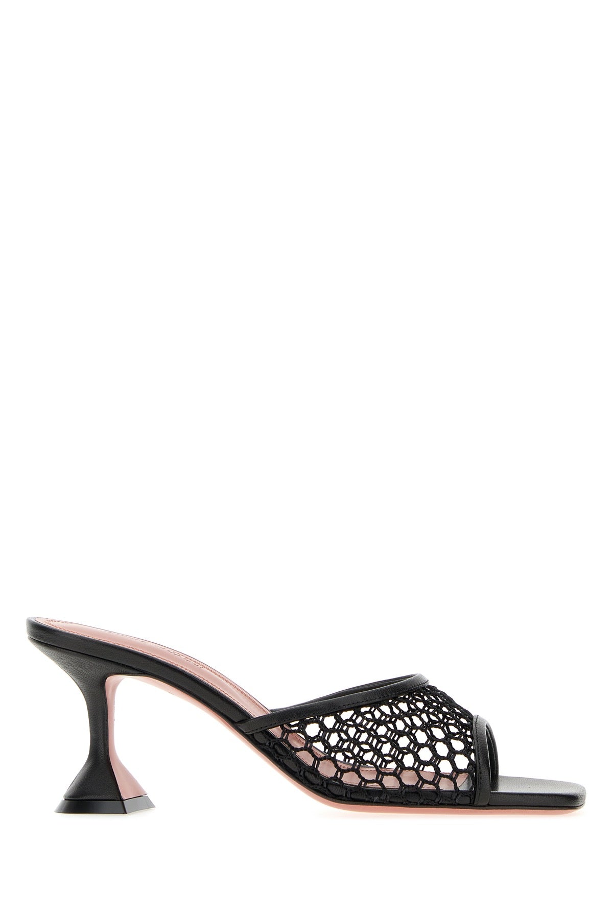 Amina Muaddi Women Black Leather And Mesh Lupita Net Mules AMINA MUADDI