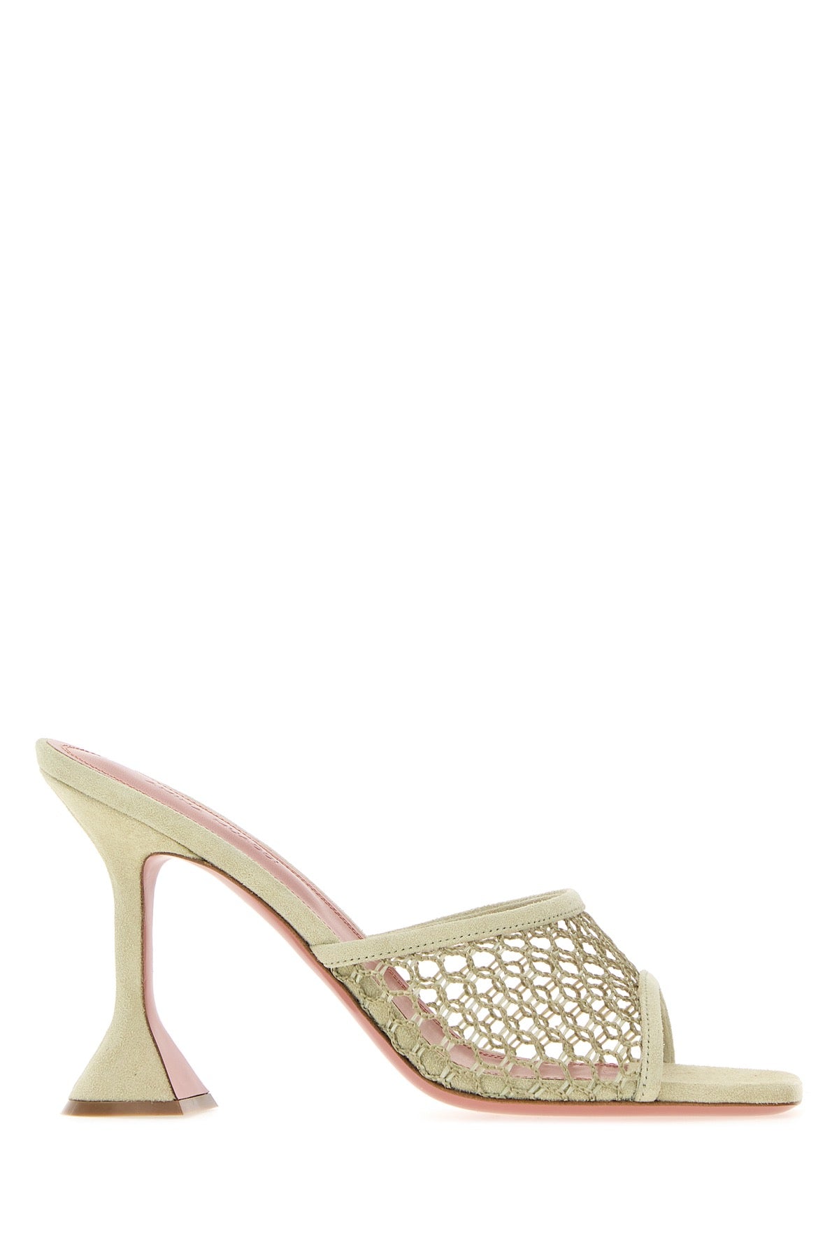 Amina Muaddi Women Sage Green Suede And Mesh Lupita Net Mules AMINA MUADDI