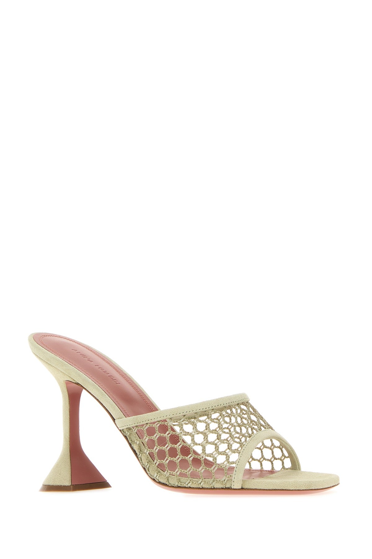 Amina Muaddi Women Sage Green Suede And Mesh Lupita Net Mules AMINA MUADDI