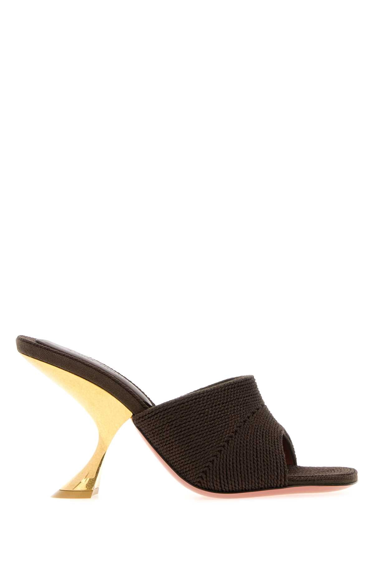 Amina Muaddi Women Brown Fabric Taylor Mules AMINA MUADDI
