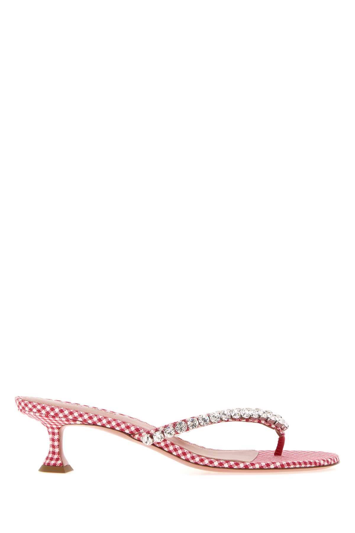 Amina Muaddi Women Embroidered Fabric Thong Mules AMINA MUADDI