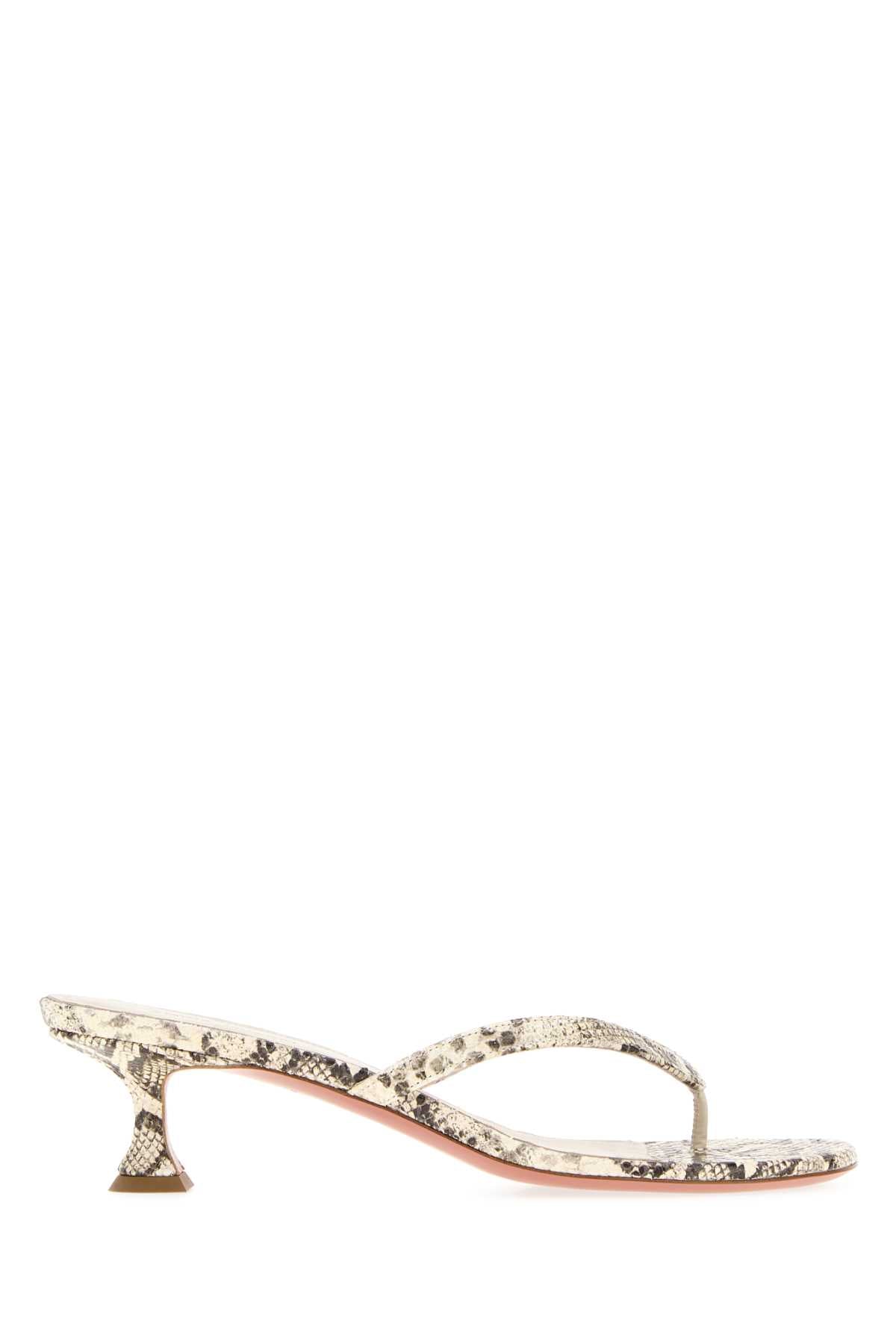 Amina Muaddi Women Printed Leather Juliette Thong Mules
