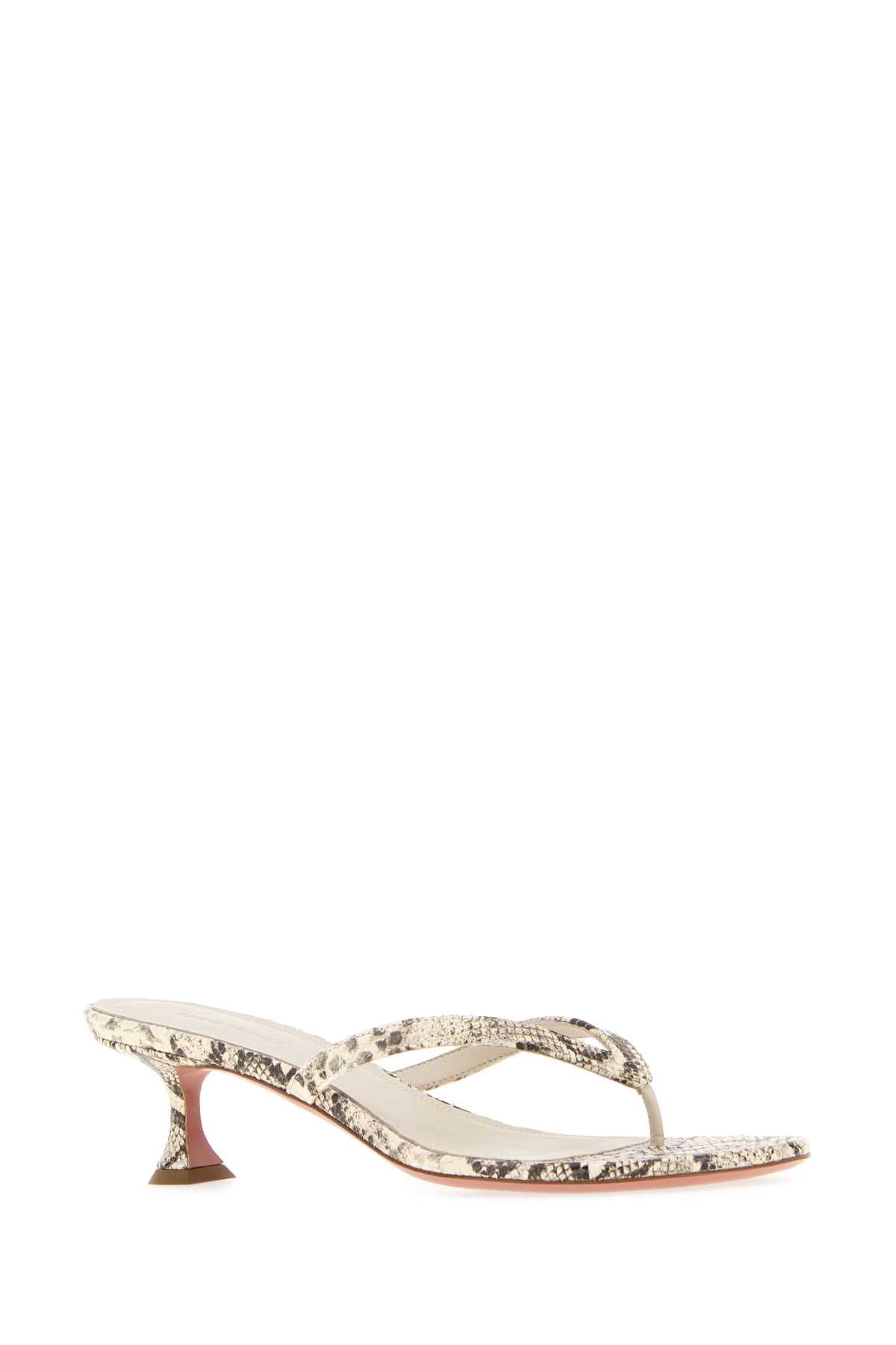 Amina Muaddi Women Printed Leather Juliette Thong Mules