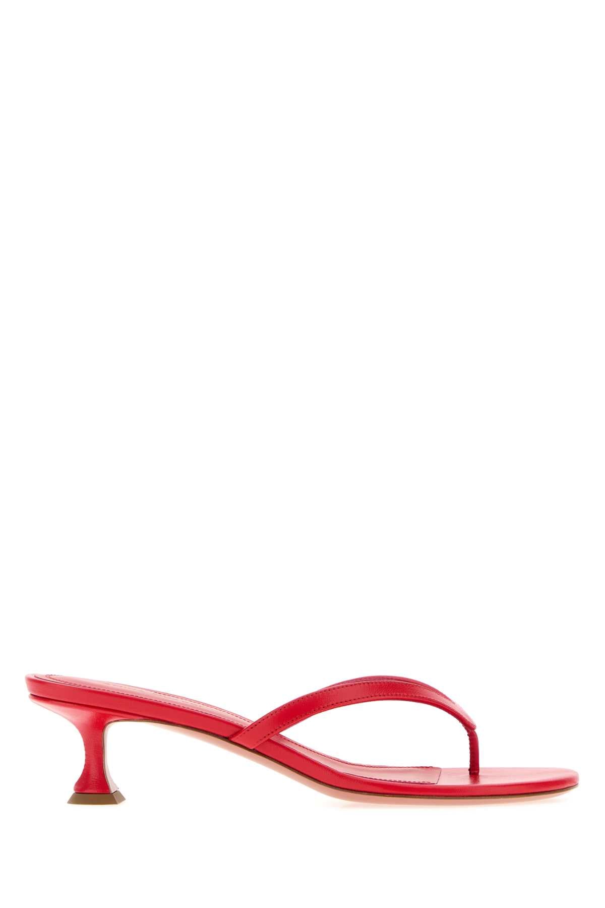 Amina Muaddi Women Red Nappa Leather Juliette Thong Mules AMINA MUADDI