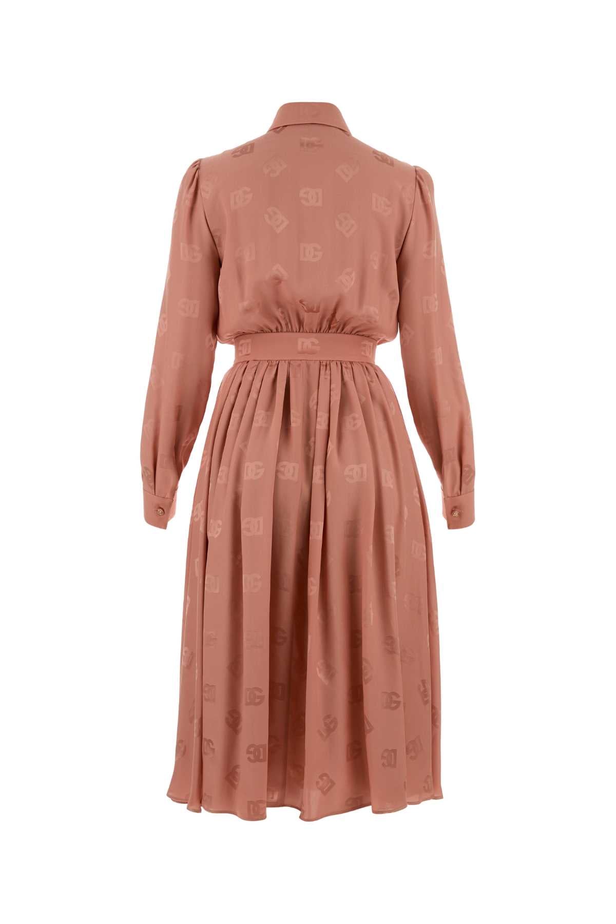 Dolce & Gabbana Women Antiqued Pink Silk Shirt Dress DOLCE & GABBANA