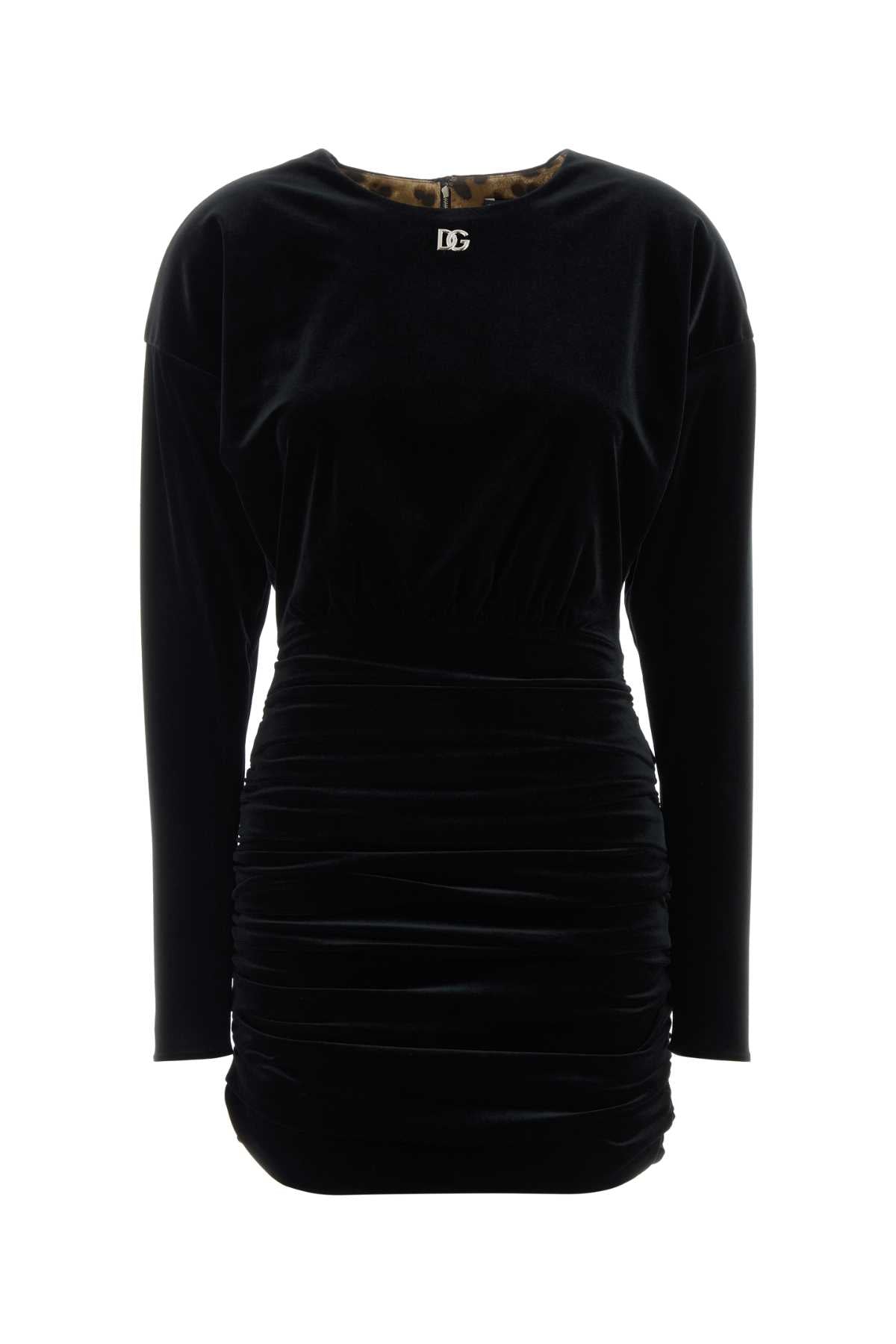 Dolce & Gabbana Women Black Velvet Mini Dress DOLCE & GABBANA