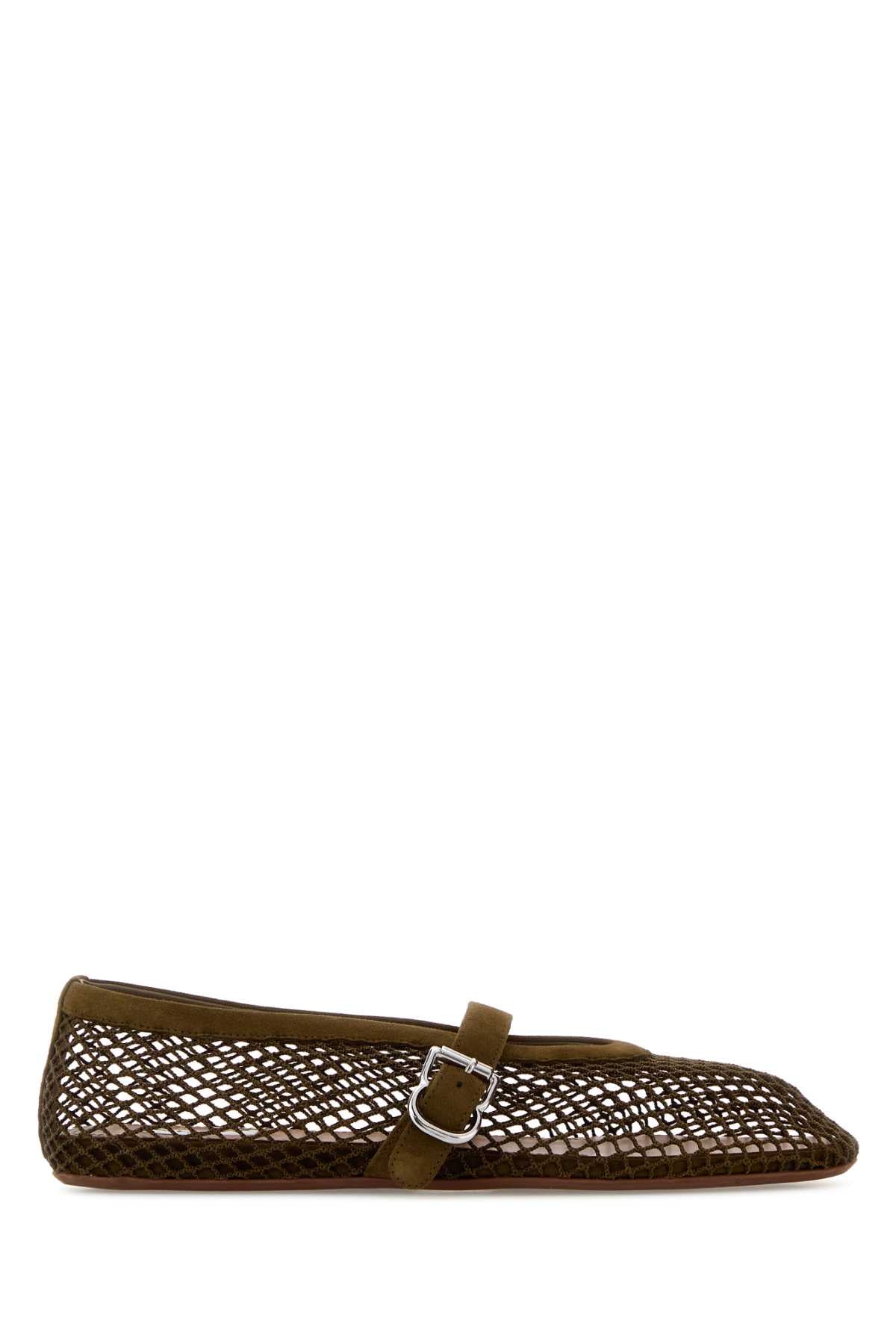 Alaia Women Olive Green Mesh Ballerinas ALAIA